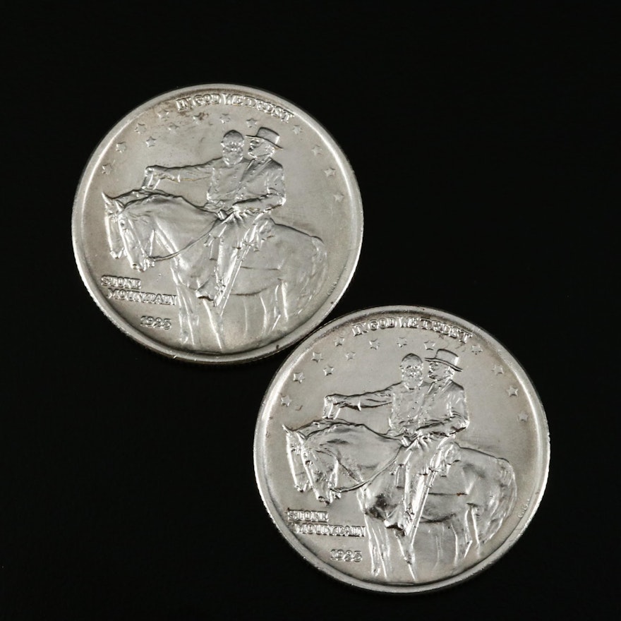 Two 1925 Stone Mountain Commemorative Silver Half Dollars