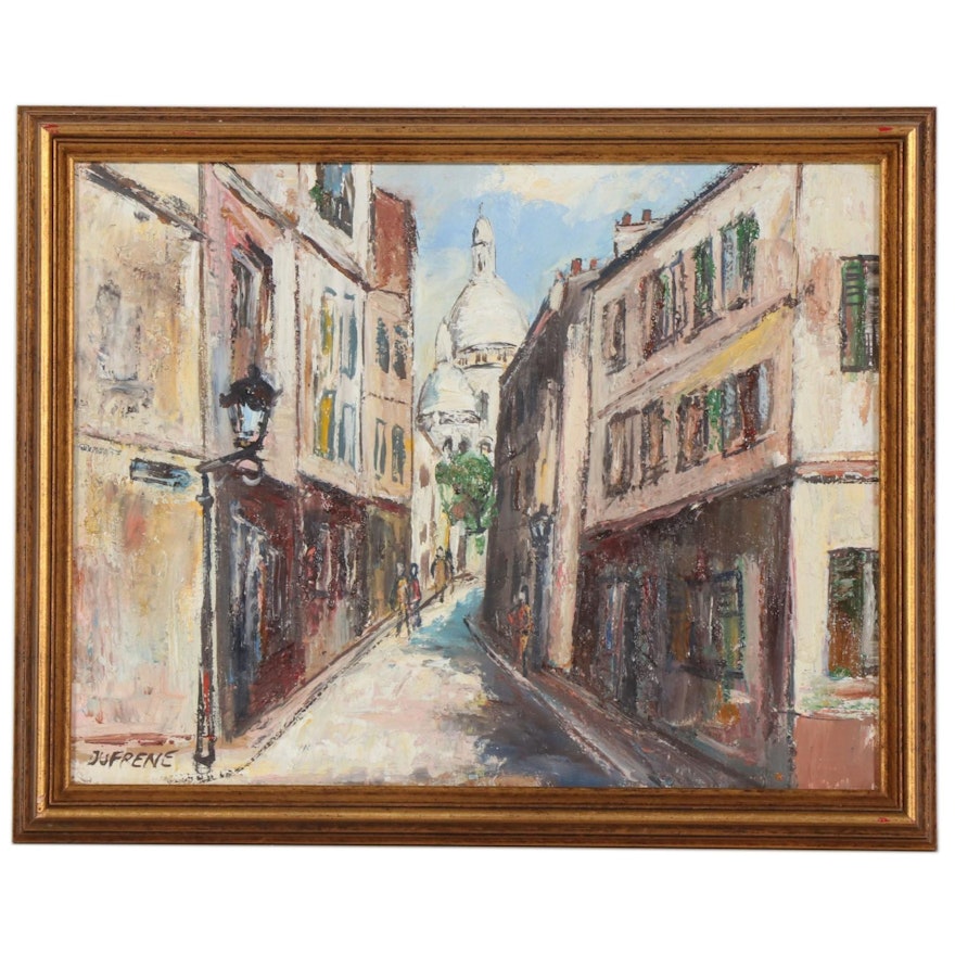Cityscape Oil Painting, Mid-20th Century