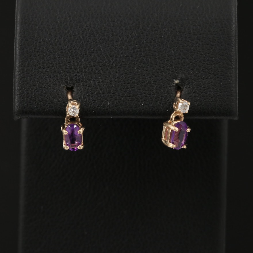 14K Amethyst and Diamond Earrings