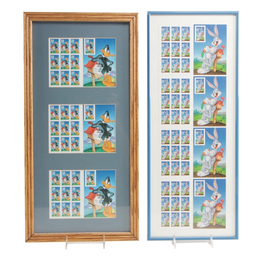 "Bugs Bunny" and "Daffy Duck" United States Framed Postage Stamps, 1990s