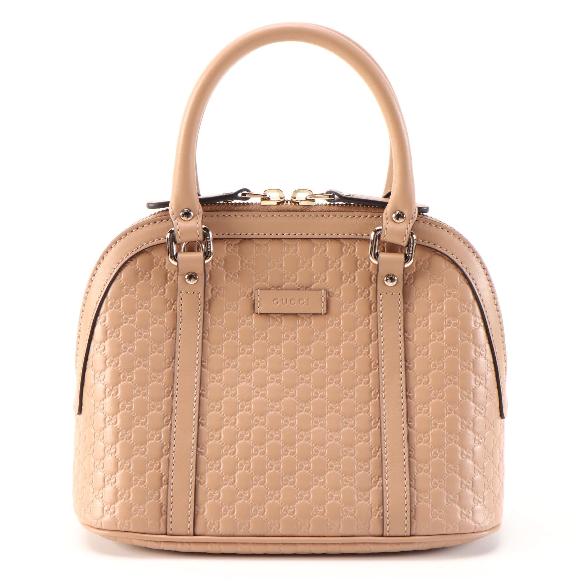 Gucci Convertible Dome Bag in Beige Microguccissima and Smooth Leather