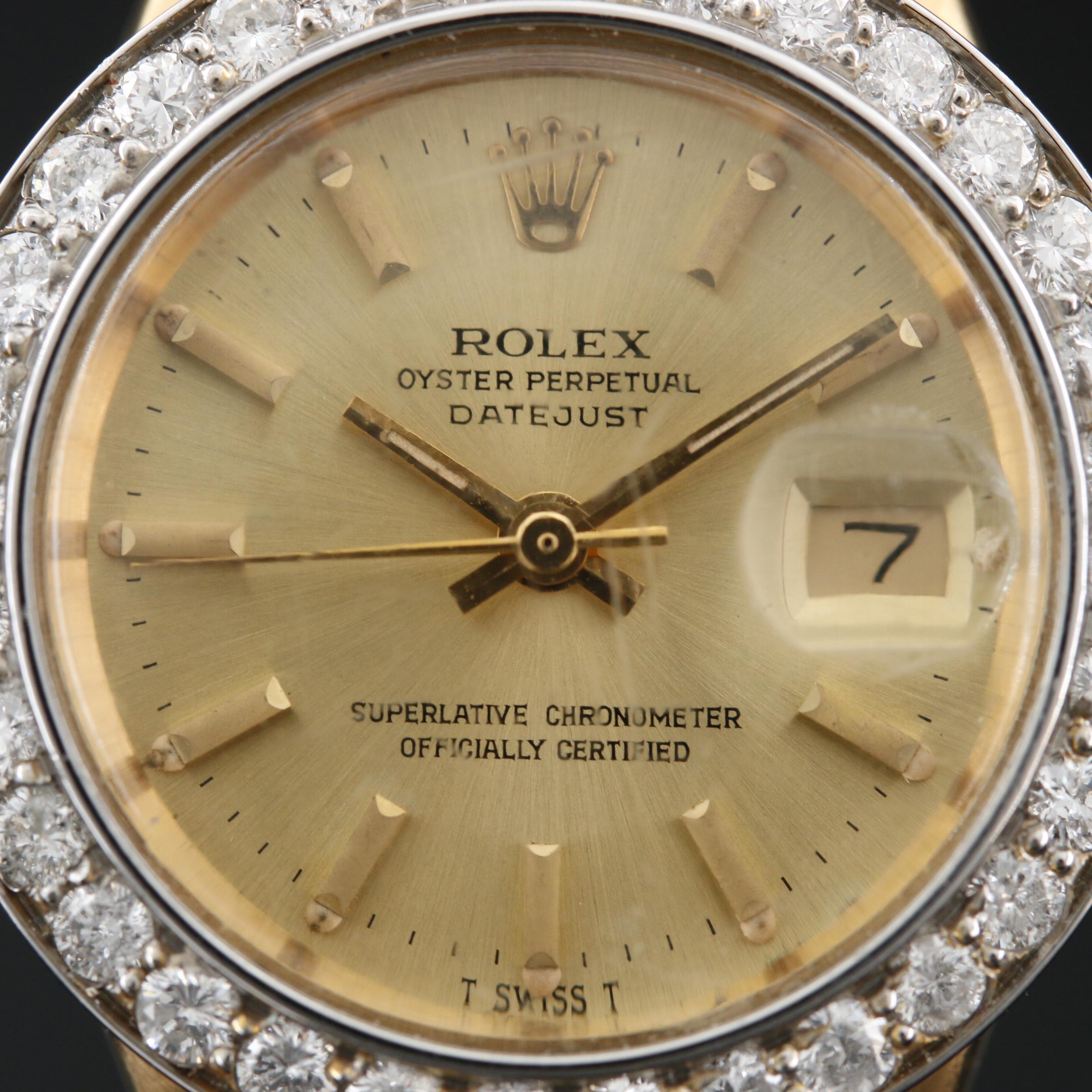 1968 Rolex Oyster Perpetual Datejust 18K and 1.20 CTW Diamond Watch