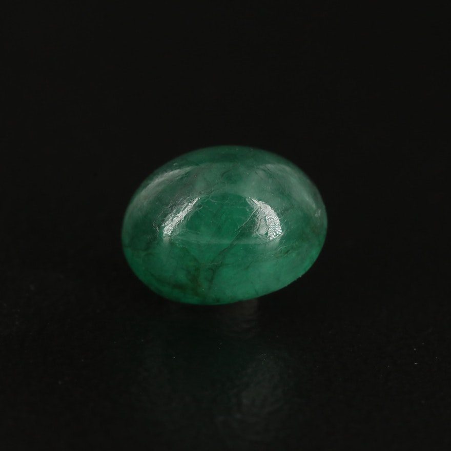 Loose 1.33 CT Oval Cabochon Emerald
