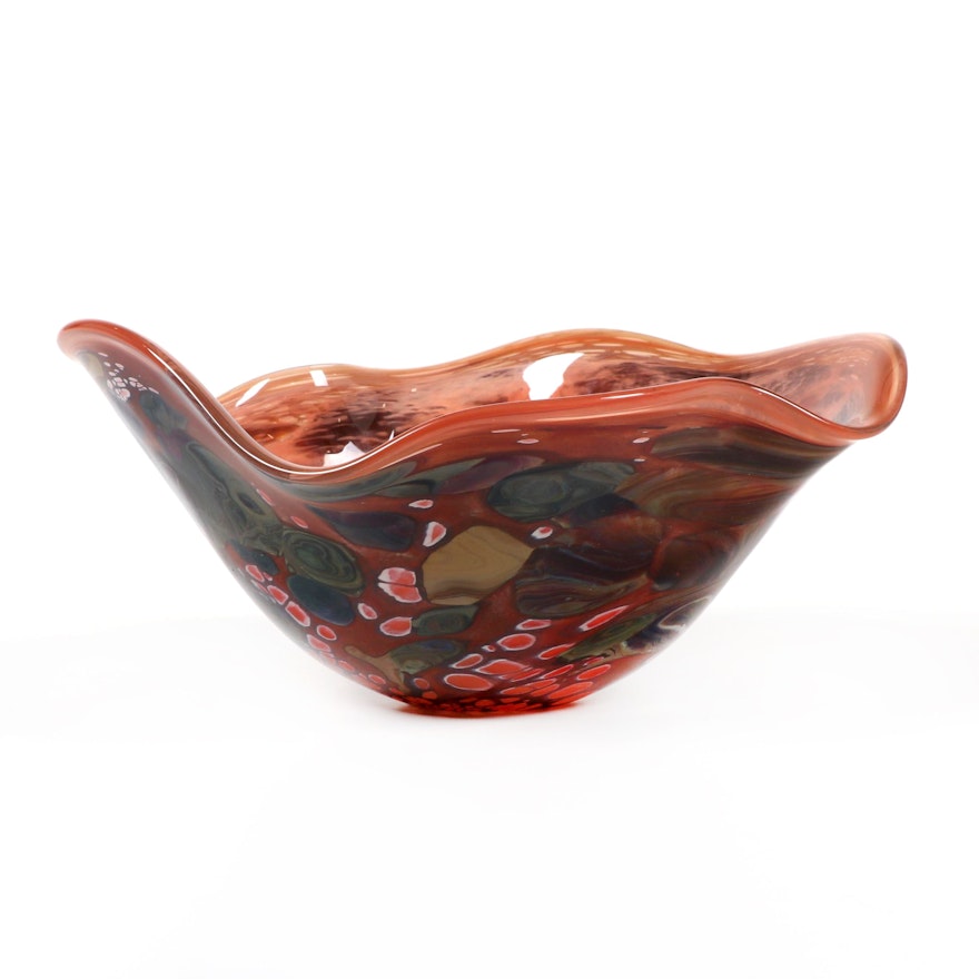 Robert Eickholt Handblown Art Glass Bowl, 2008