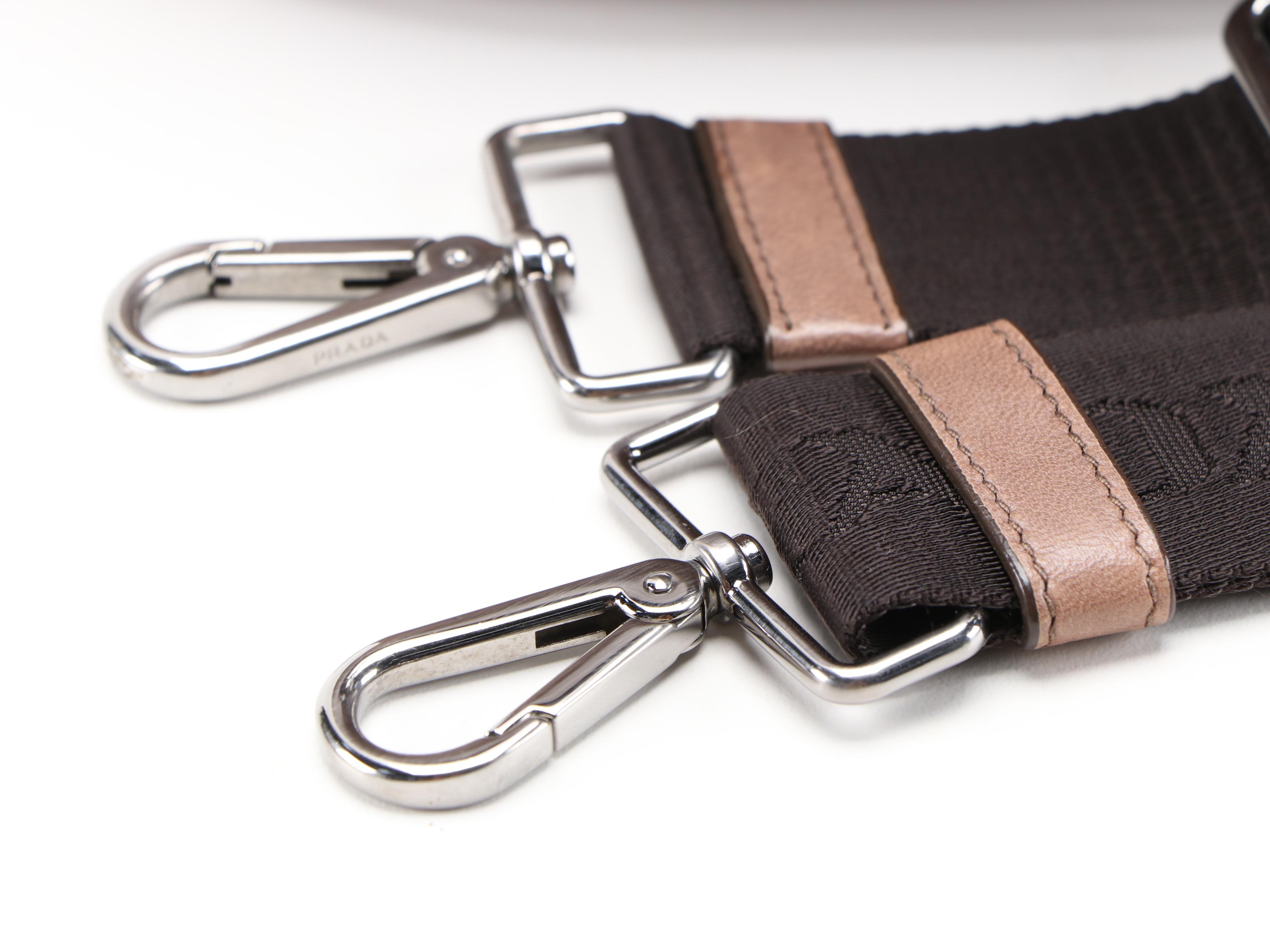 Prada Bambu Nappa Leather and Olive Tessuto Nylon Reversible Two-Way Tote Bag