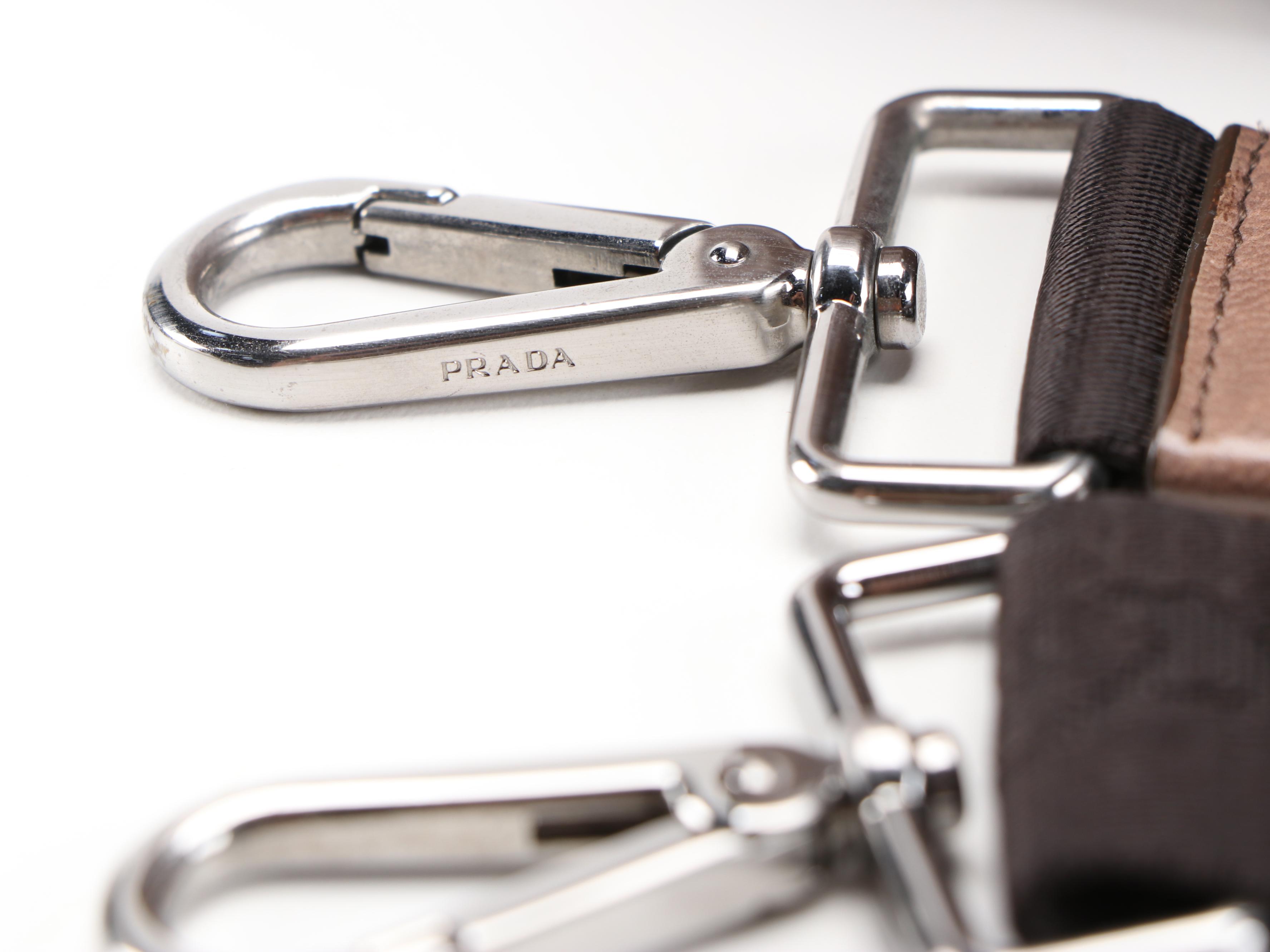 Prada Bambu Nappa Leather and Olive Tessuto Nylon Reversible Two-Way Tote Bag