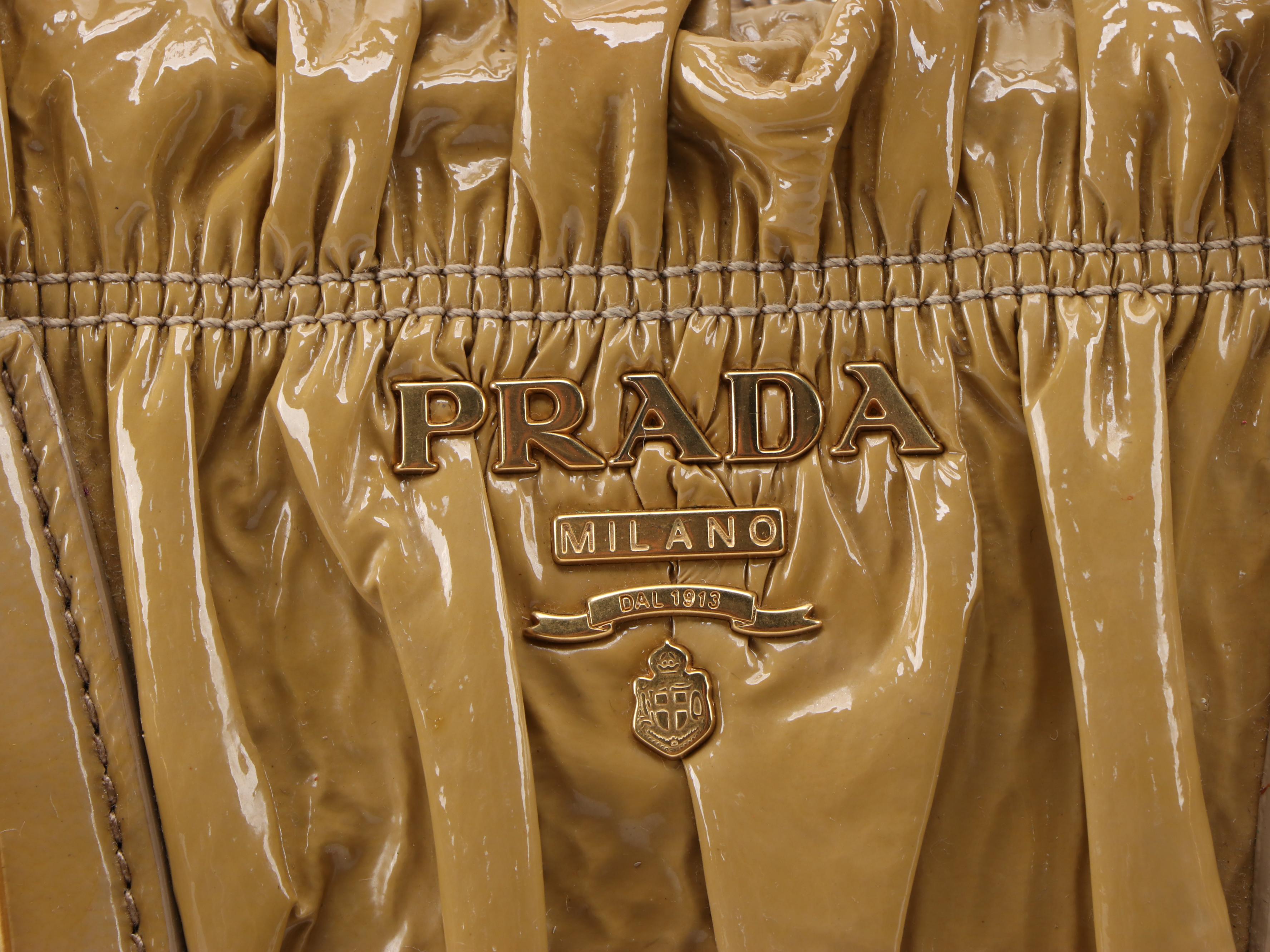 Prada Gaufre Two-Way Leather Satchel in Vernice Flax Leather