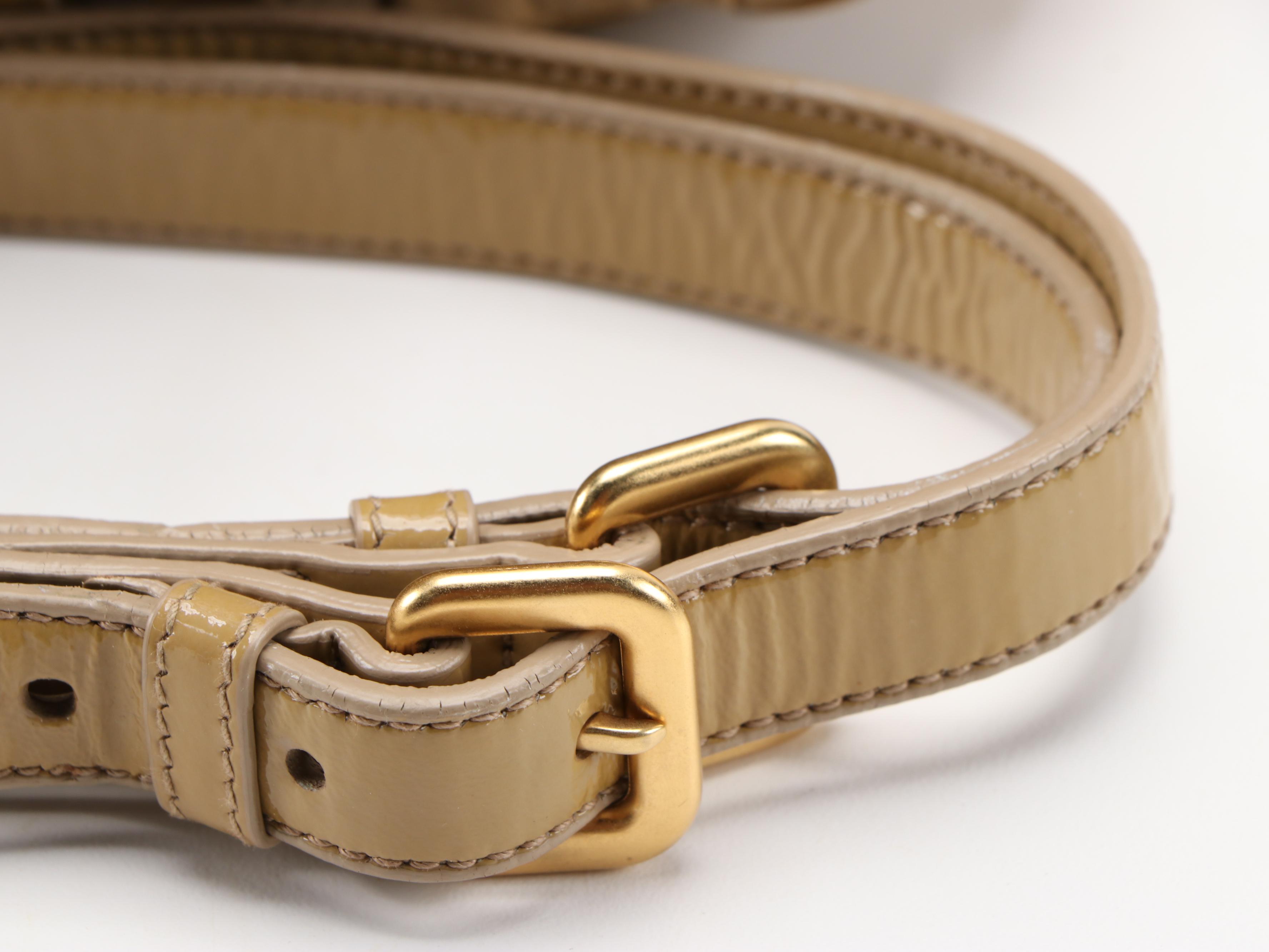 Prada Gaufre Two-Way Leather Satchel in Vernice Flax Leather