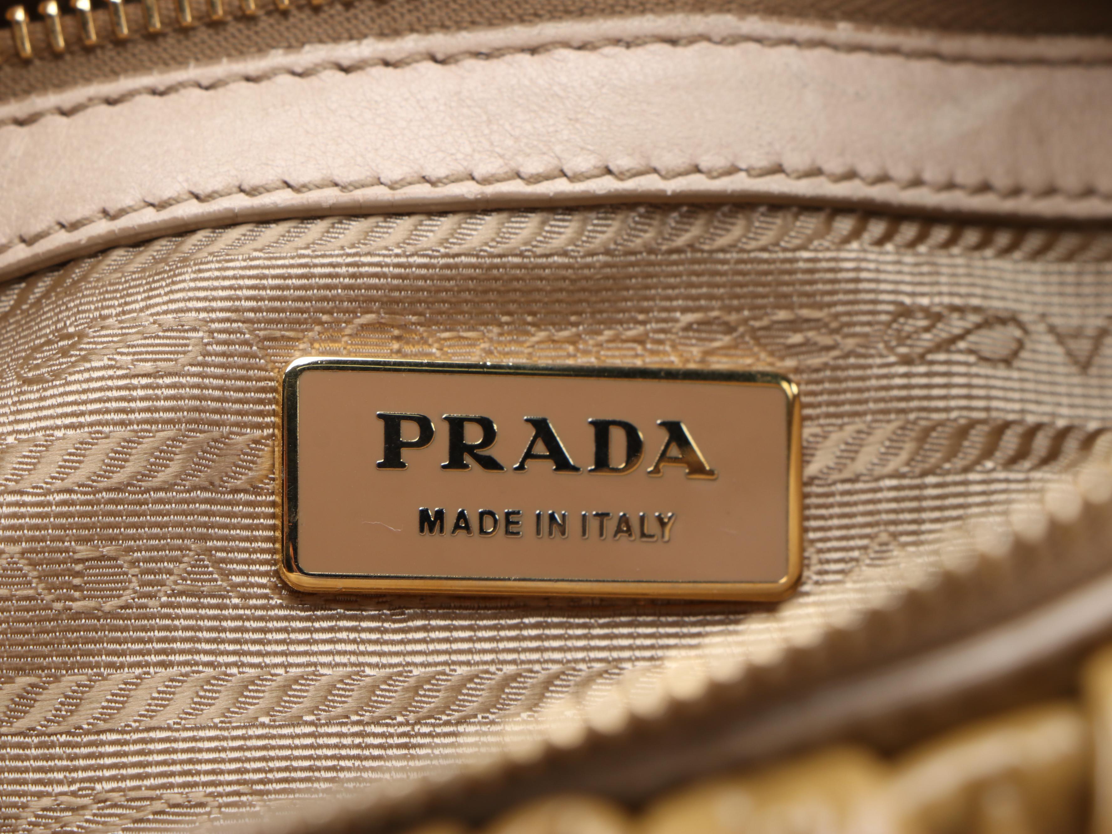 Prada Gaufre Two-Way Leather Satchel in Vernice Flax Leather