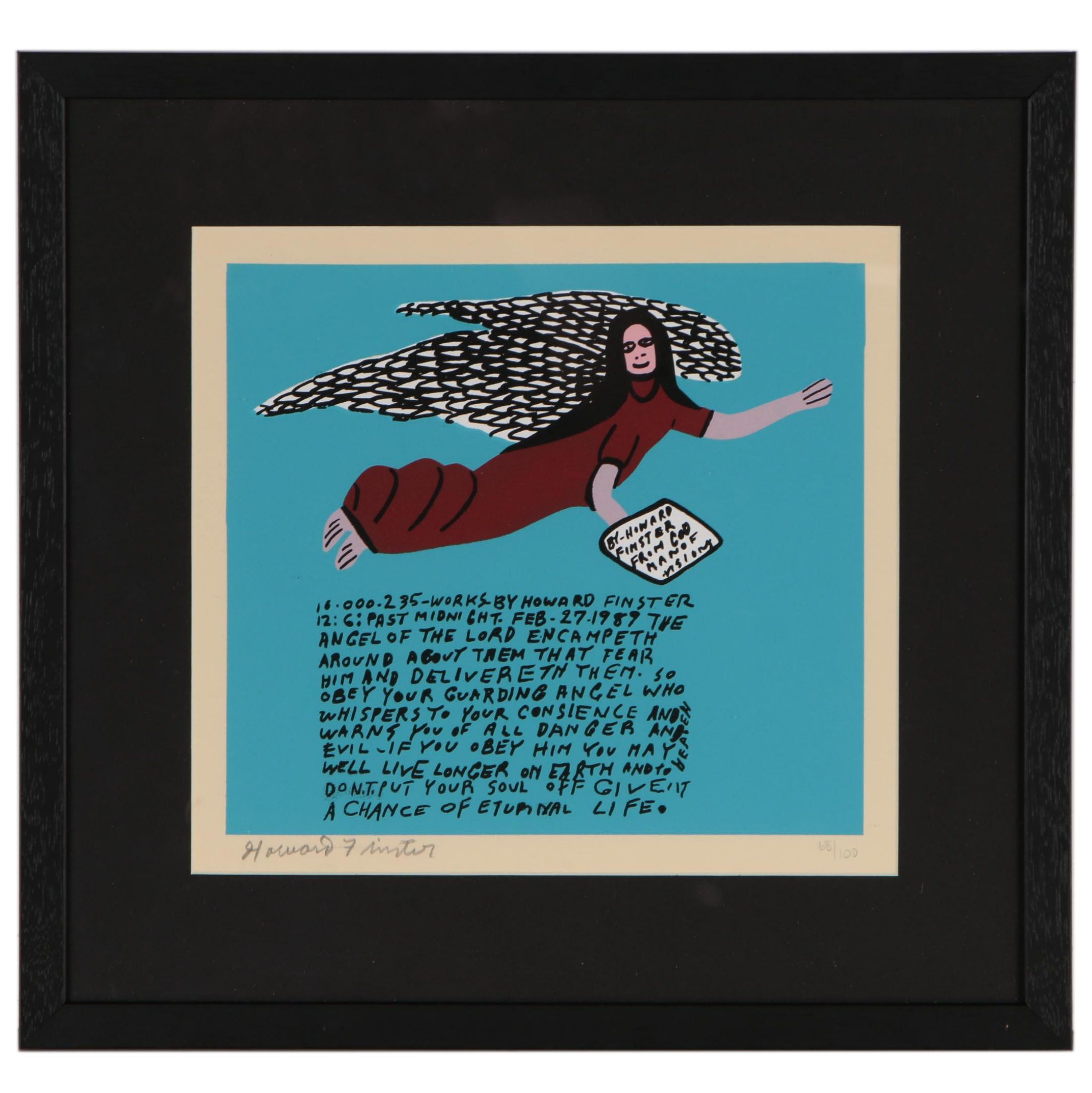 Howard Finster Serigraph of Angel