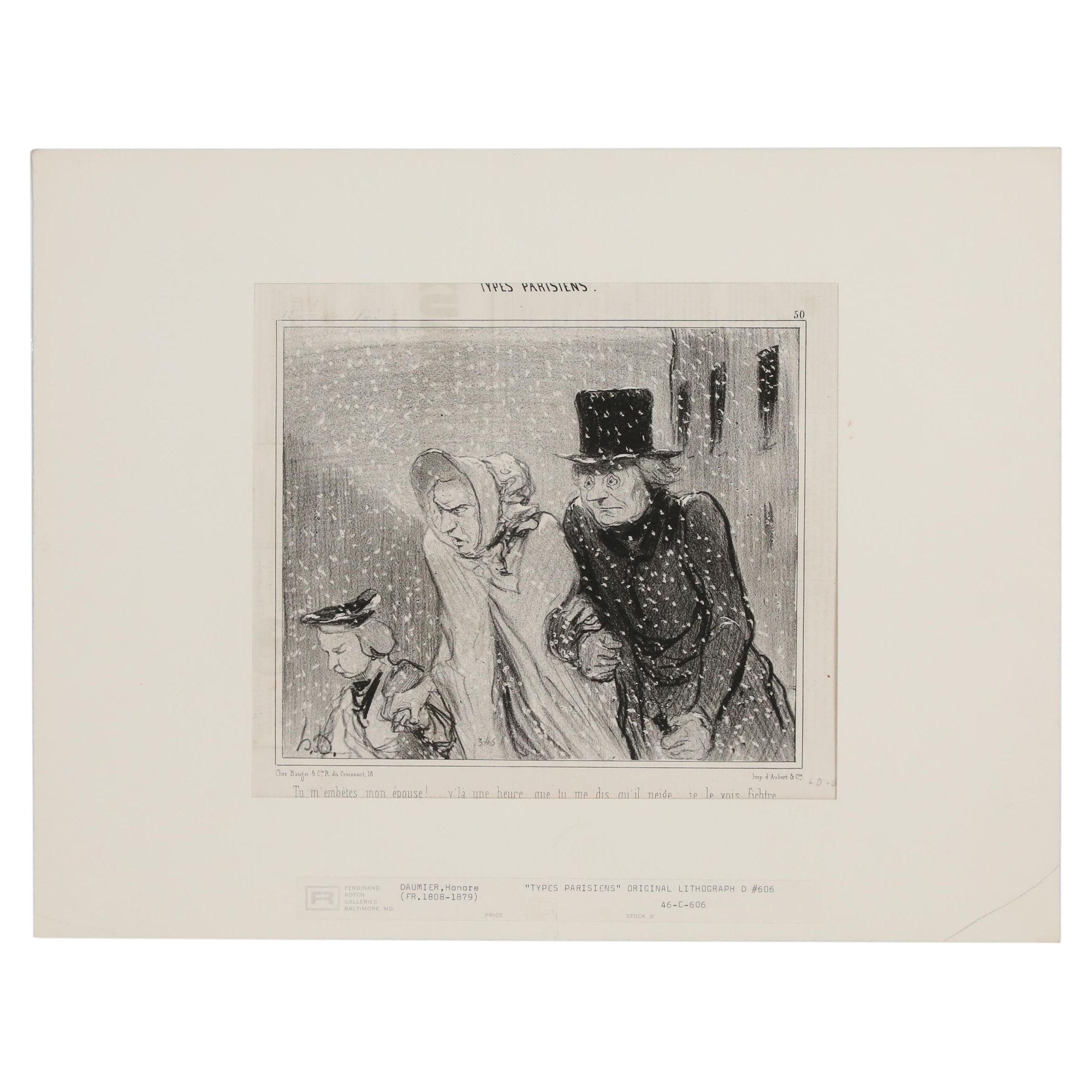 Honoré Daumier Lithograph "Tu m'embêtes mon èpose!...," 19th Century