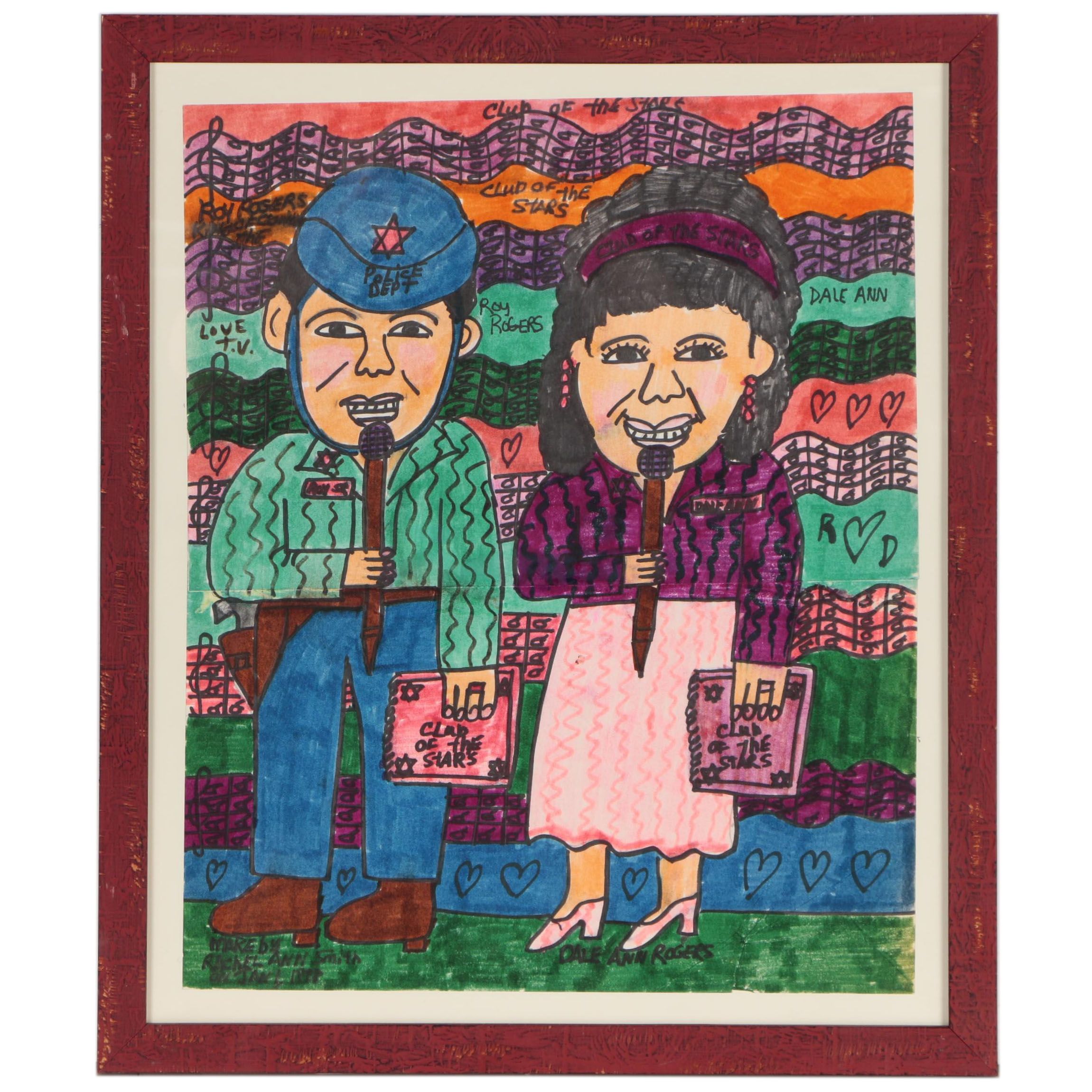 Rachel Ann Smith Marker Drawing of Roy and Dale Rogers