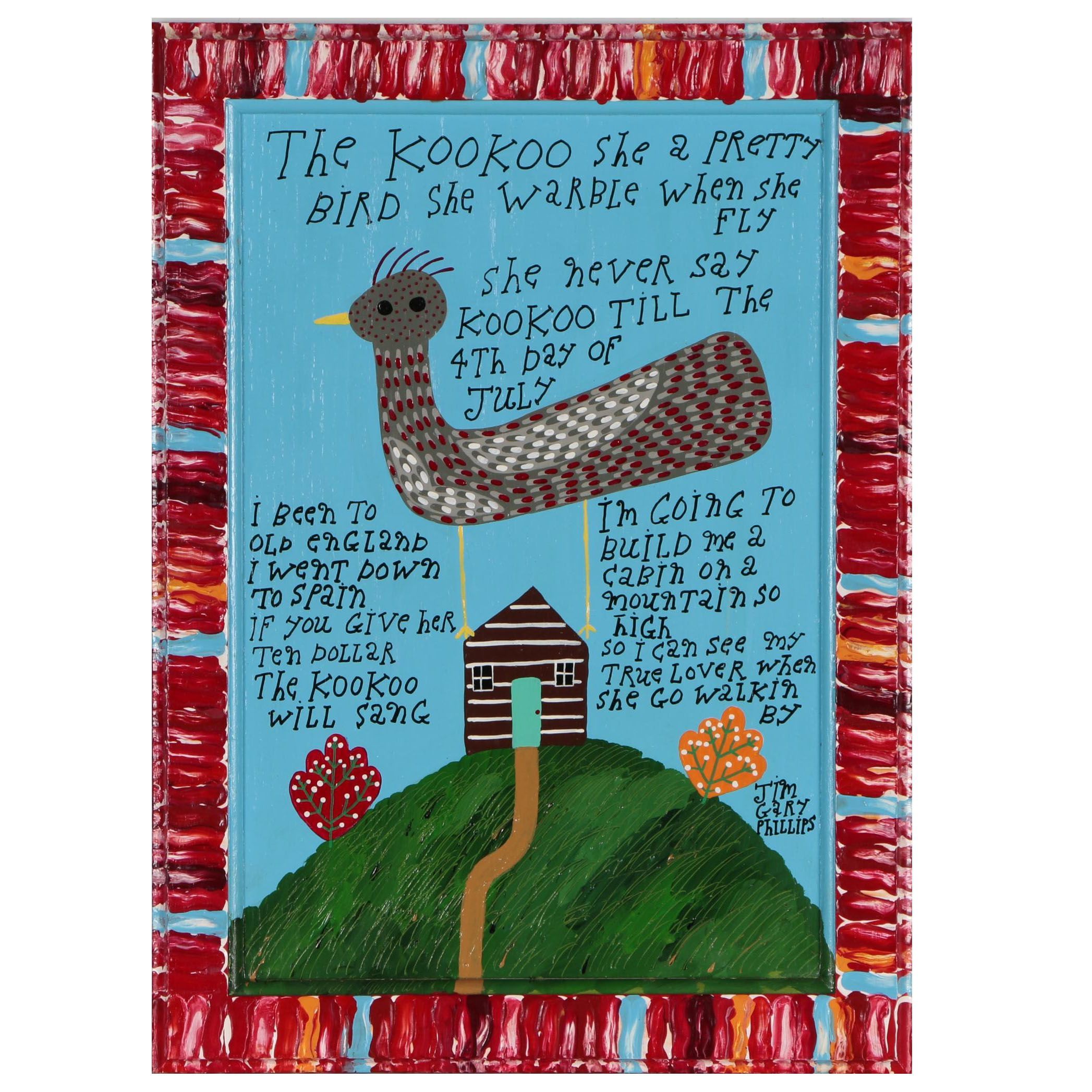 Jim Gary Phillips Folk Art Acrylic Painting "The KooKoo"