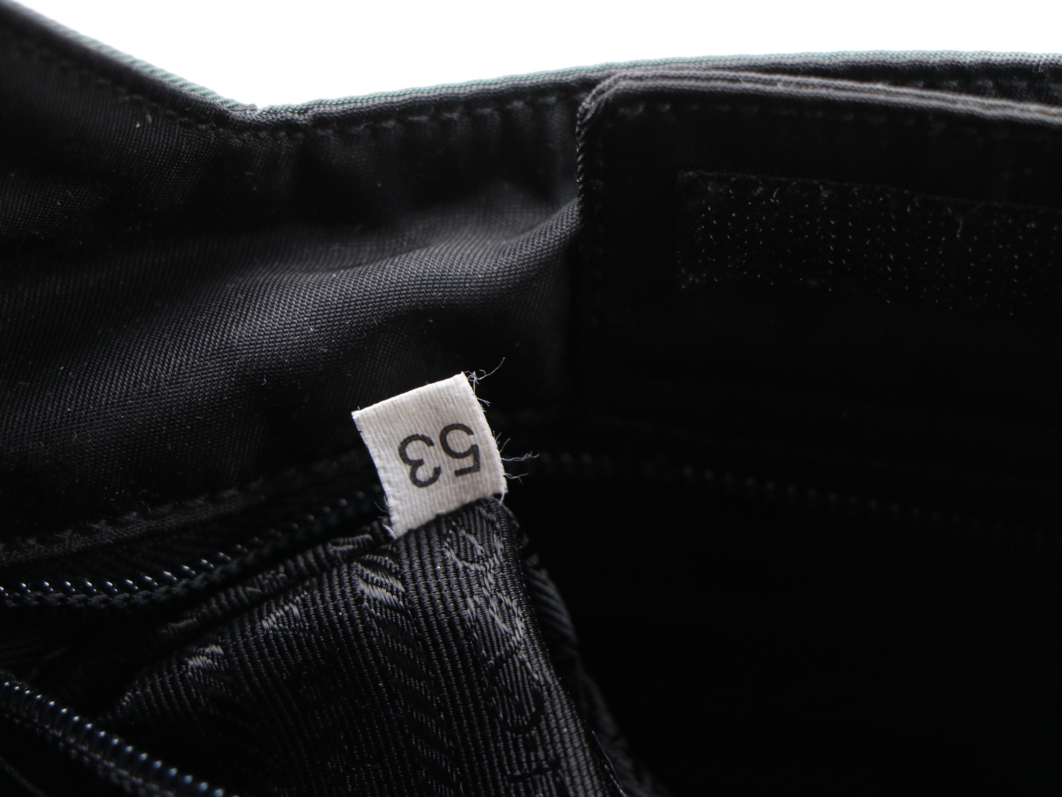 Prada Dark Green Topstitched Nylon Shoulder Bag with Panel Link Strap