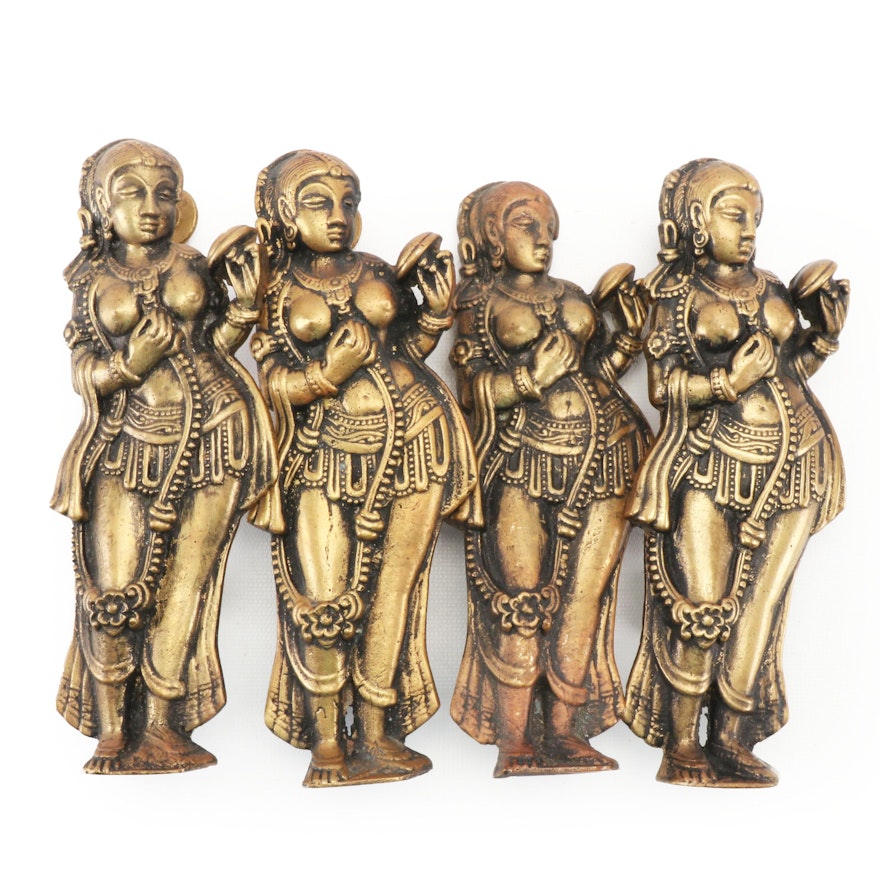 Southeast Asian Cast Brass Figural Door Pulls