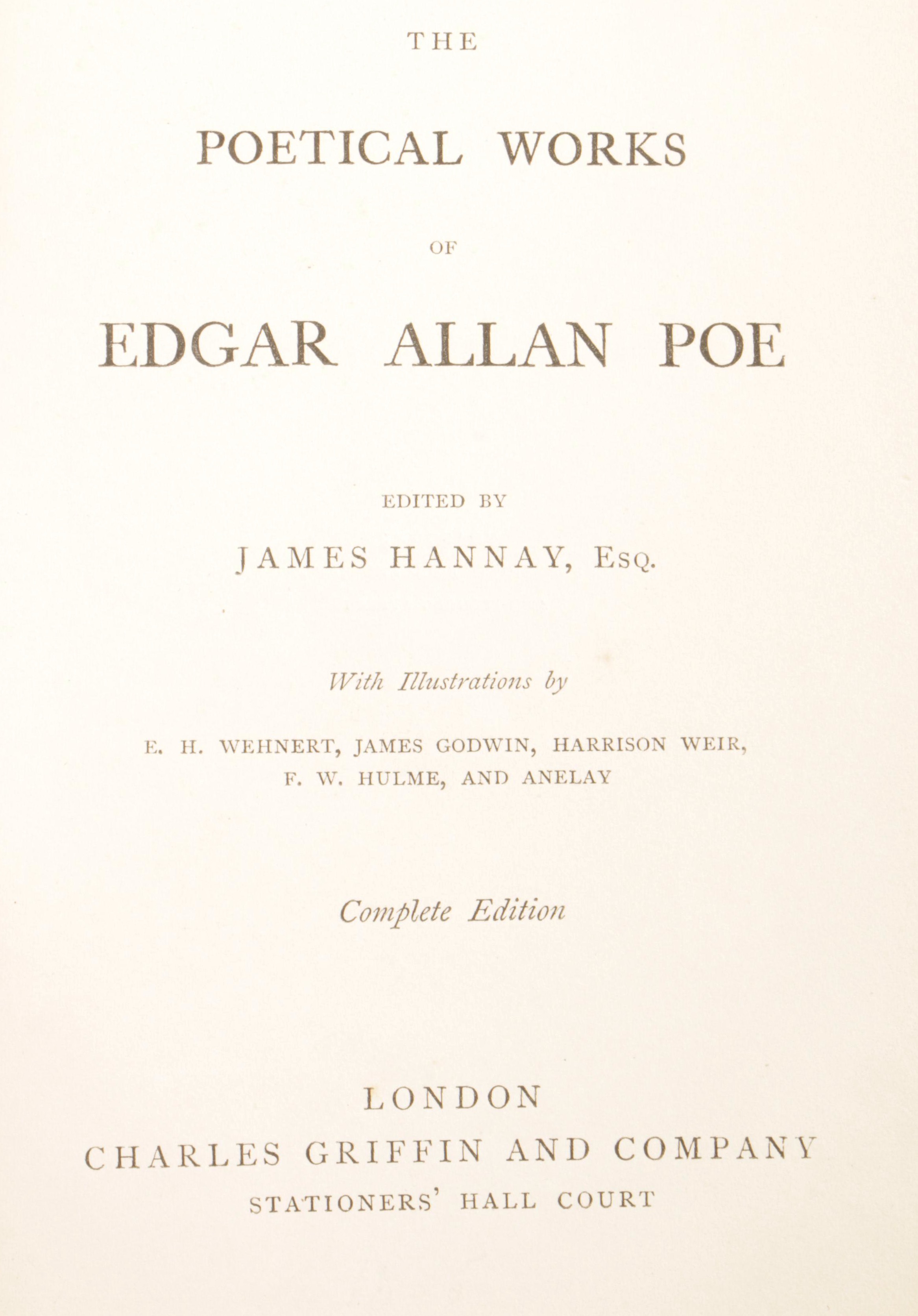 "Poetical Works of Edgar Allan Poe" Complete Illustrated Edition, circa 1860s