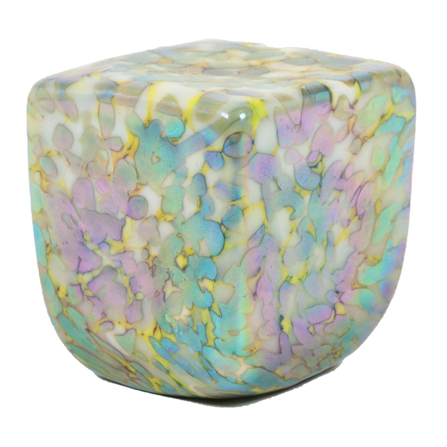 Robert Eickholt Handblown "Ocean Pool" Art Glass Paperweight, 2012