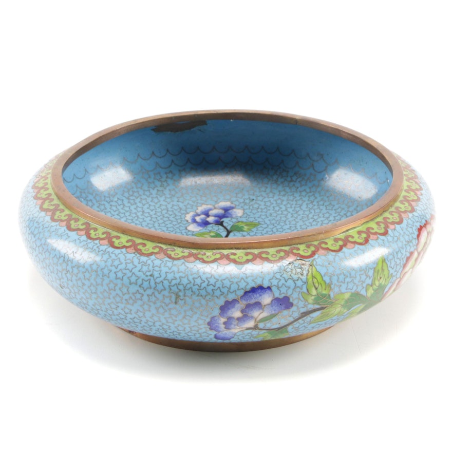Chinese Cloisonné Decorative Bowl with Floral Motif, Mid to Late 20th Century