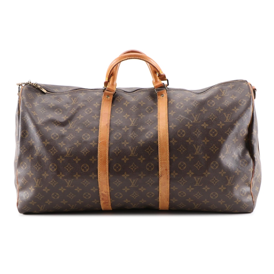 Refurbished Louis Vuitton Keepall 60 in Monogram Canvas and Vachetta Leather