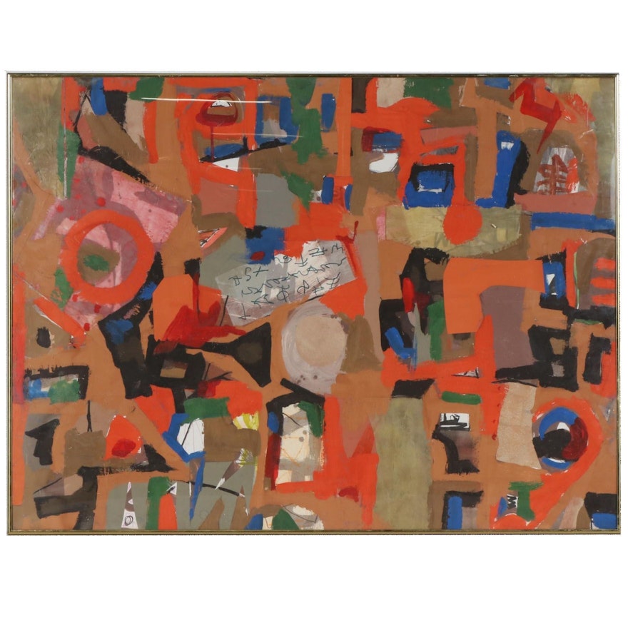 Frederick Lyman Jr. Abstract Collage Painting, 2002
