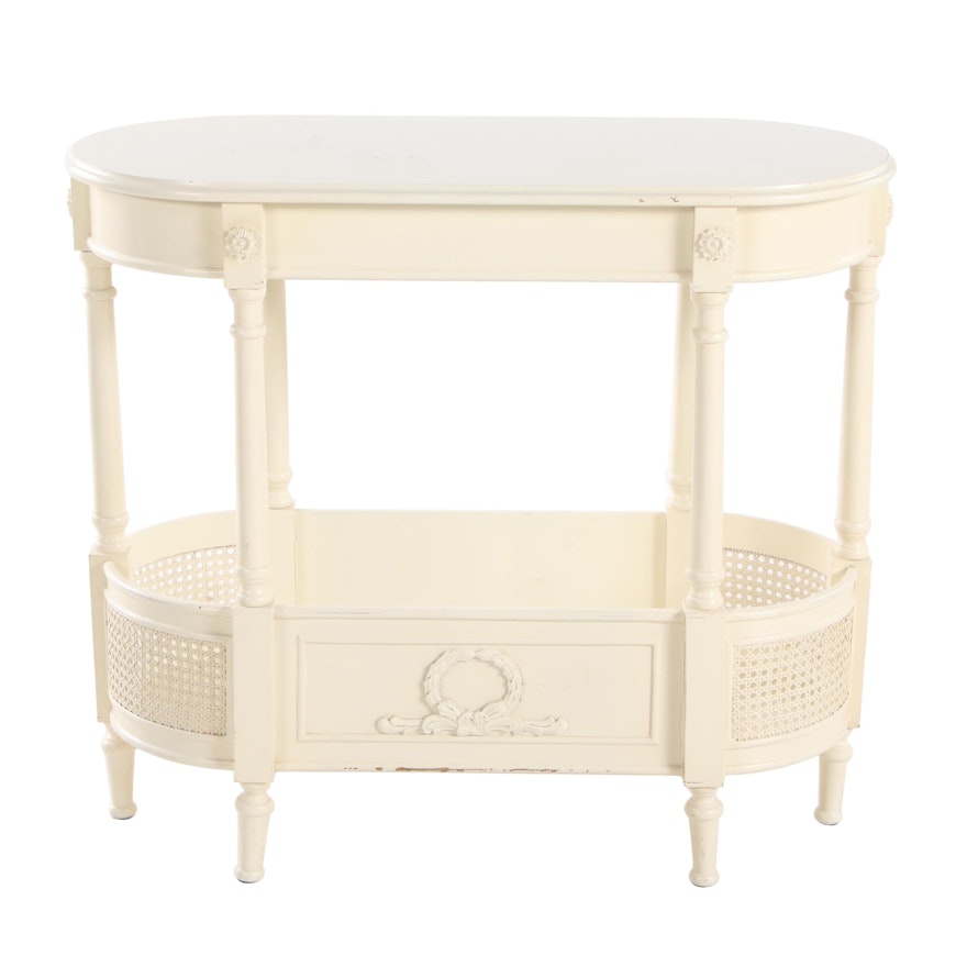 Louis XVI Style Painted and Caned Jardinaire Stand