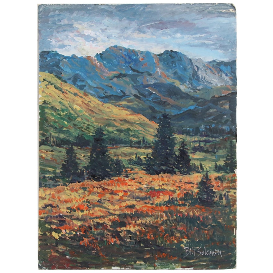 Bill Salamon Landscape Oil Painting, Late 20th Century
