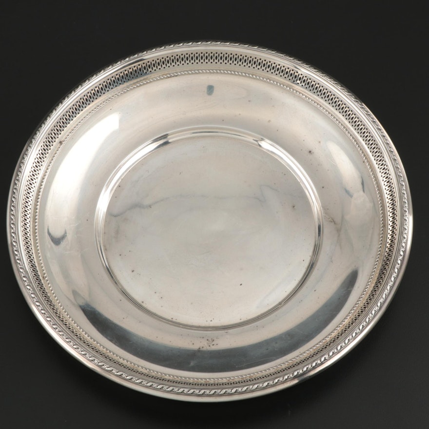 Gorham Sterling Silver Pierced Rim Sandwich Plate, 1923