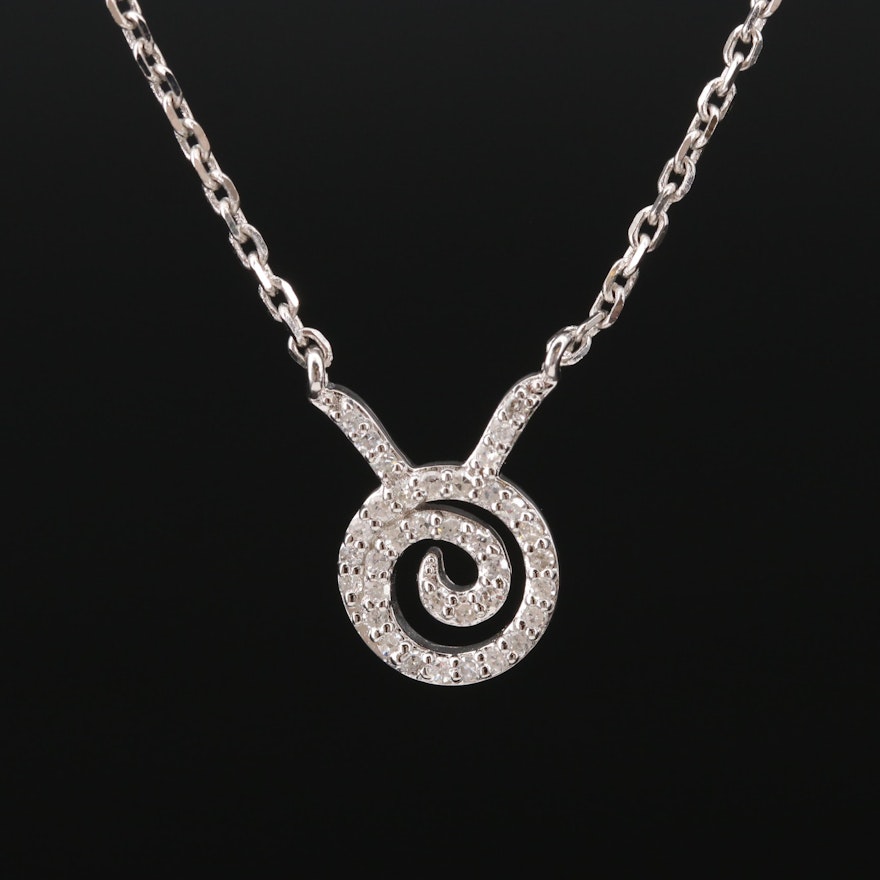 Sterling Silver Diamond Pendant Necklace