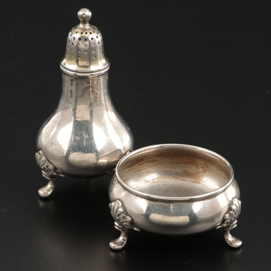 Tiffany & Co. Sterling Silver Salt Cellar and Pepper Shaker, 1907–1947