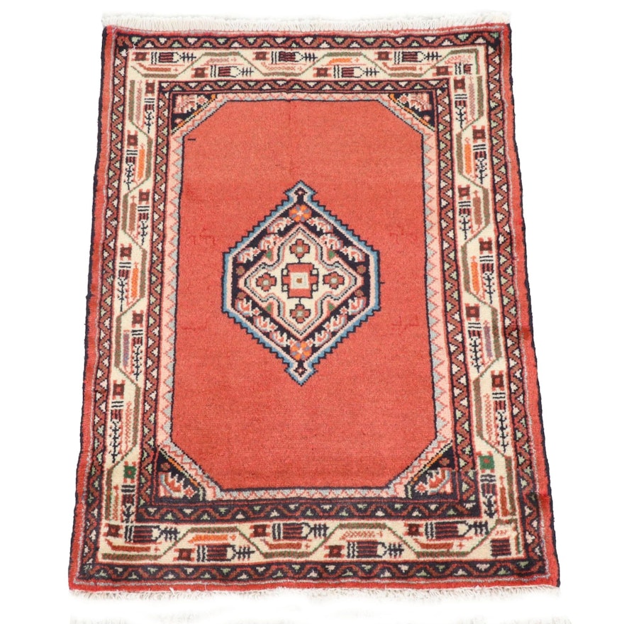 2'1 x 2'11 Hand-Knotted Persian Hamadan Rug