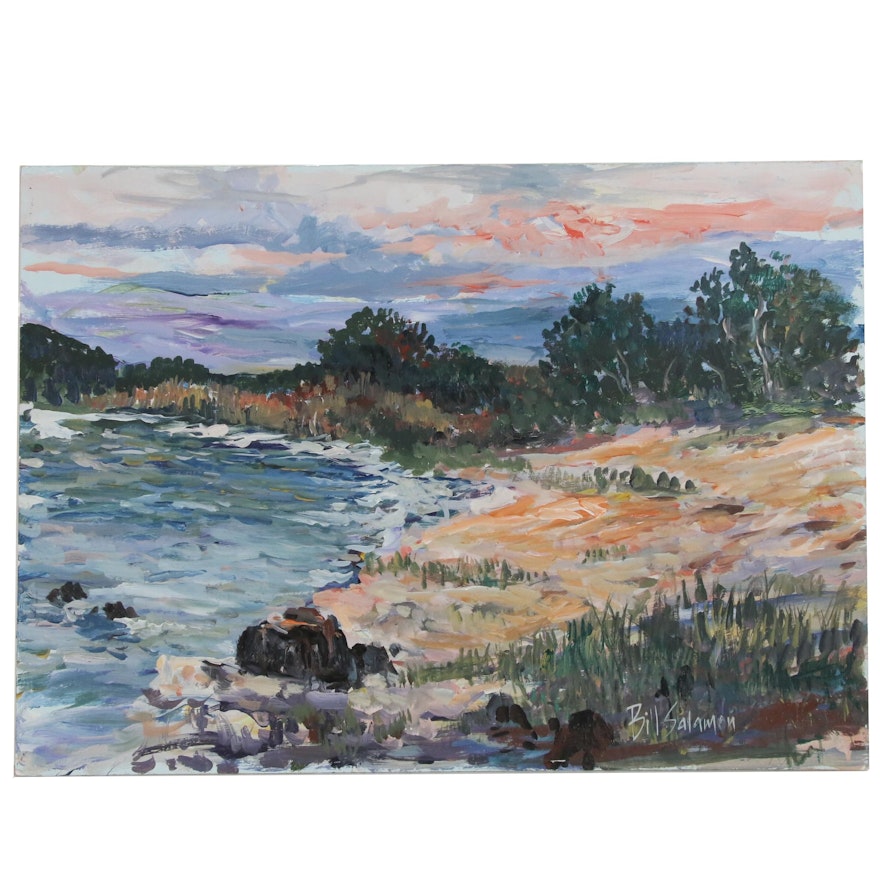 Bill Salamon Shoreside Landscape Oil Painting