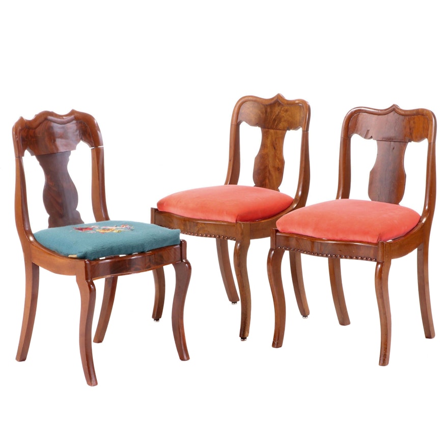 Three American Classical Mahogany Side Chairs, Second Quarter 19th Century