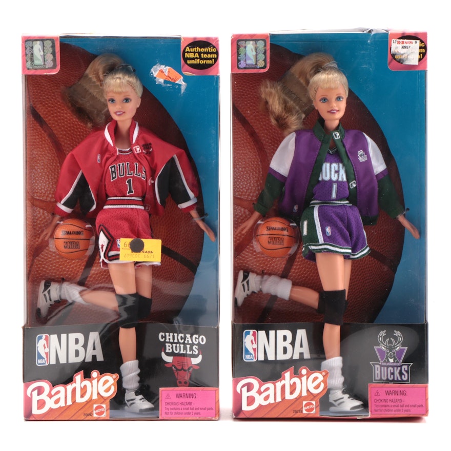 Mattel Bucks and Bulls NBA Barbie Dolls in Original Packaging, 1998