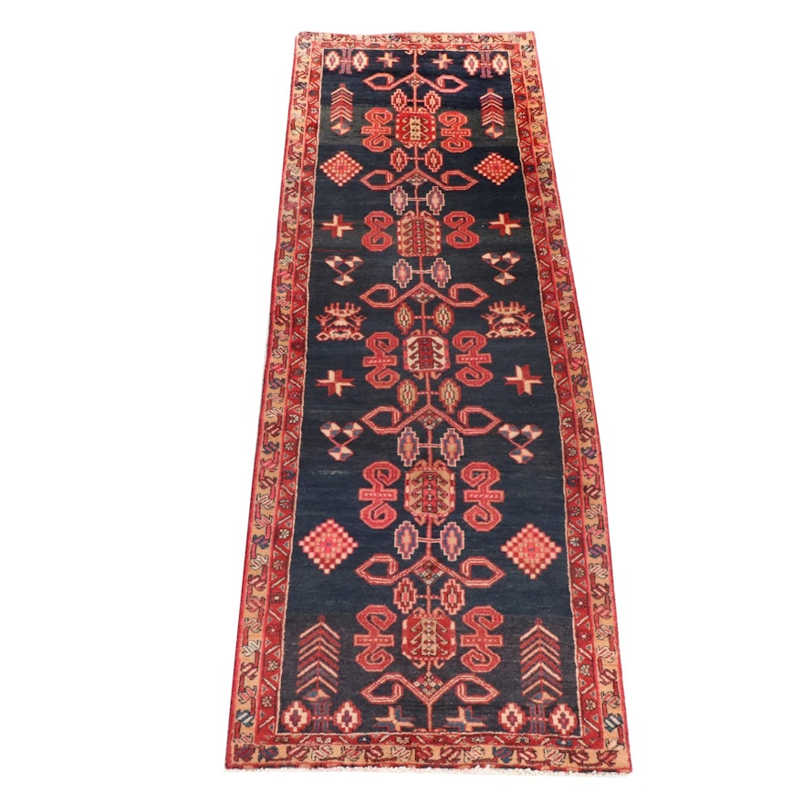 3'4 x 9'11 Hand-Knotted Persian Hamadan Wide Runner Rug