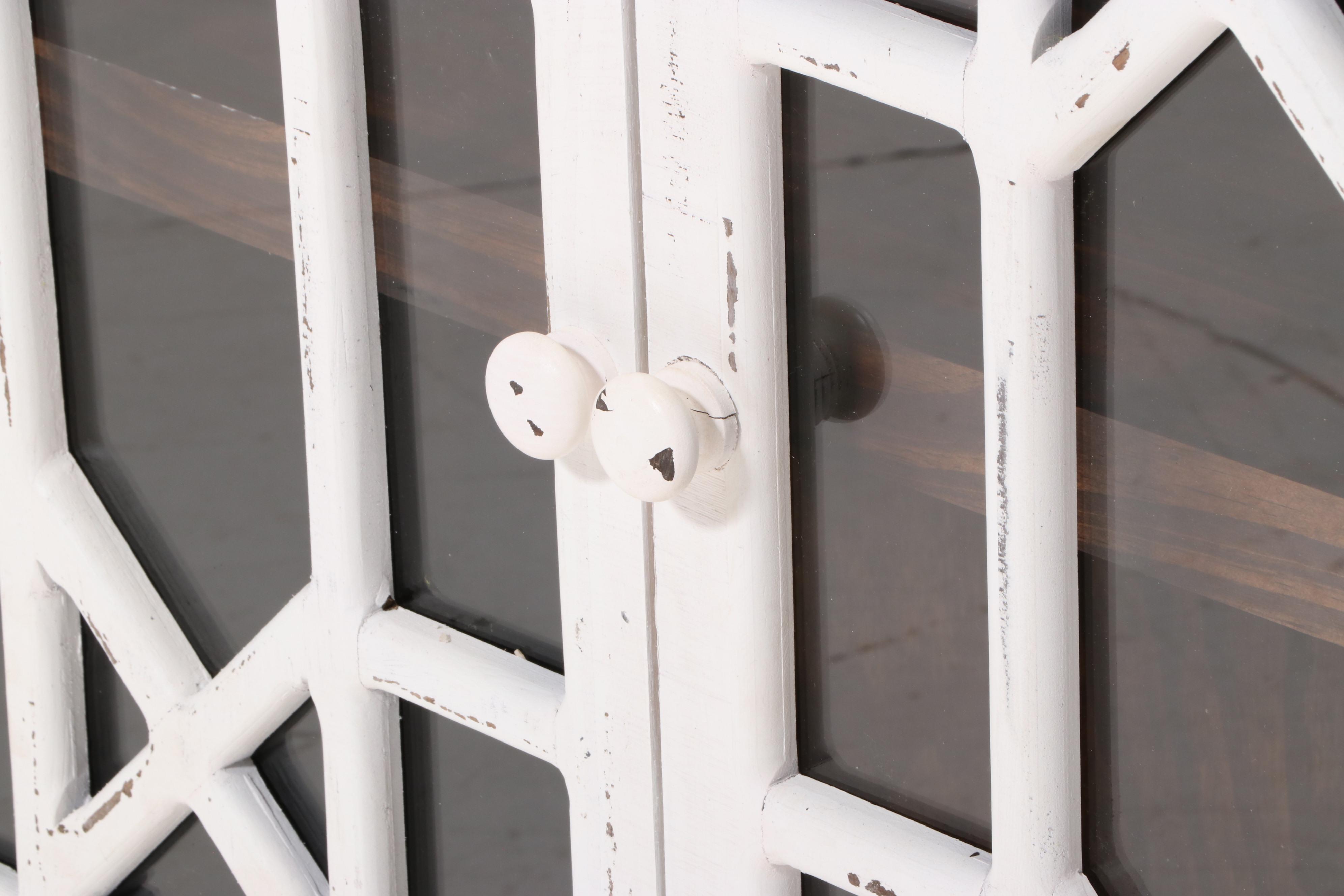 Distressed Painted Wood Cabinet