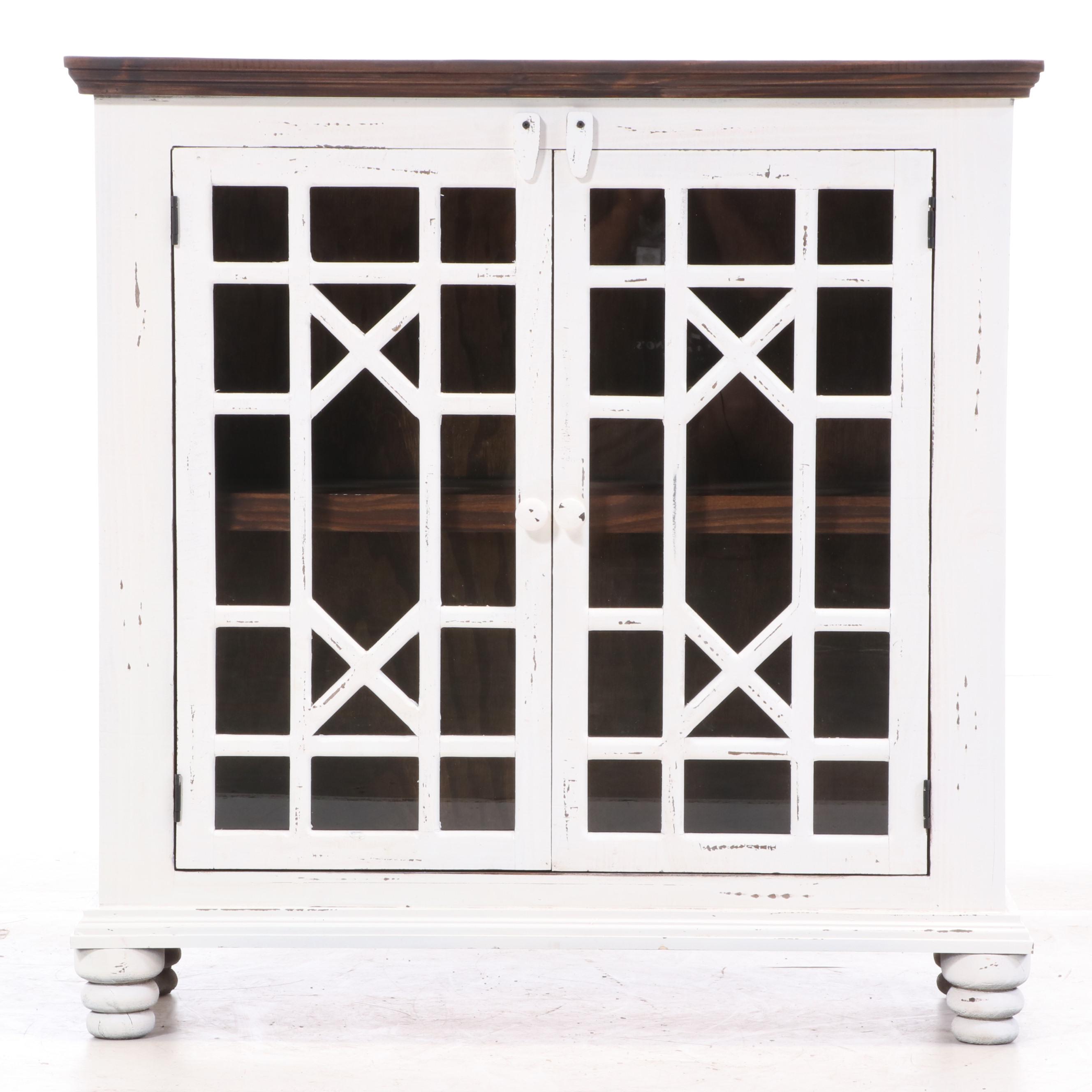 Distressed Painted Wood Cabinet