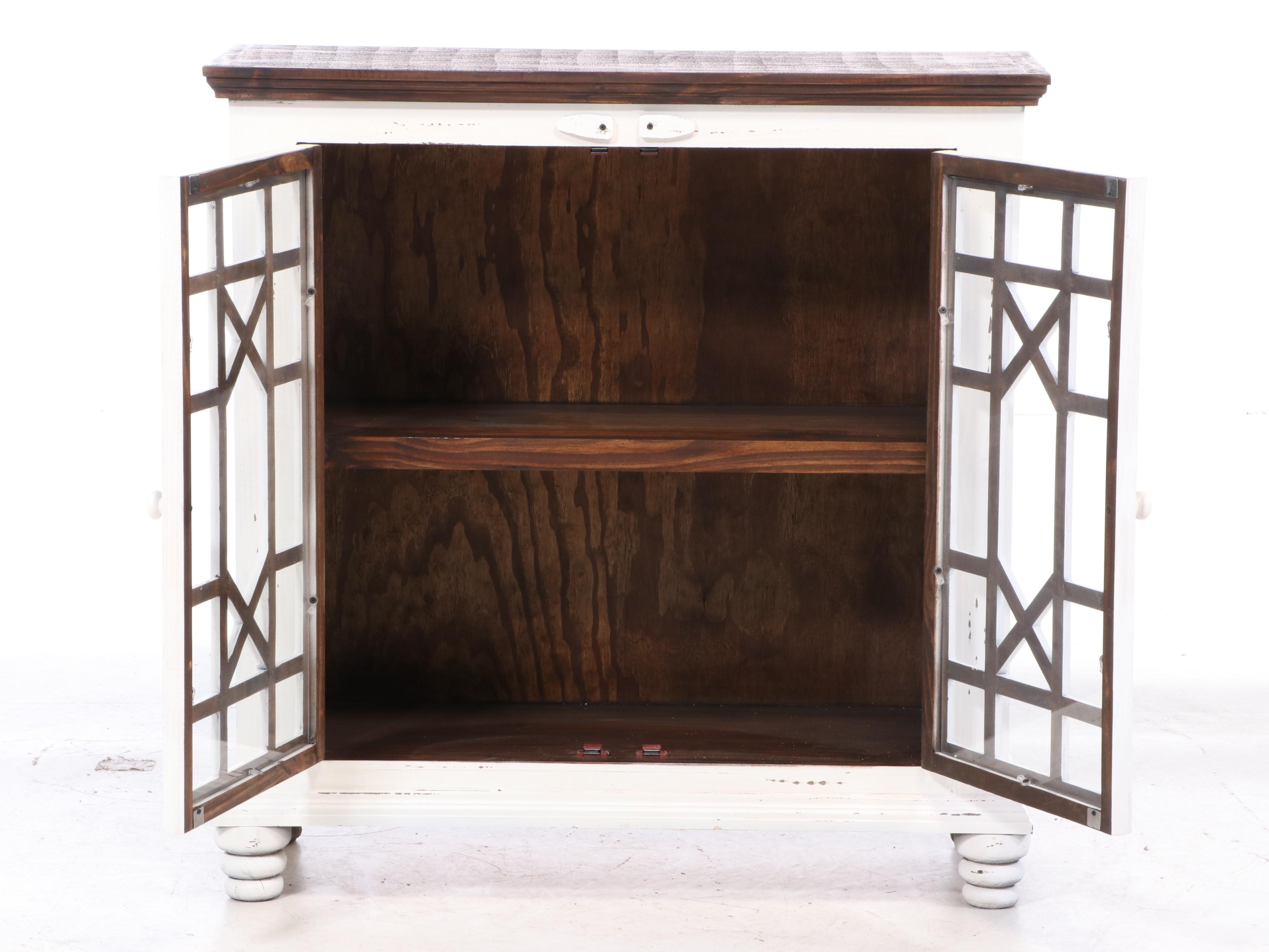 Distressed Painted Wood Cabinet