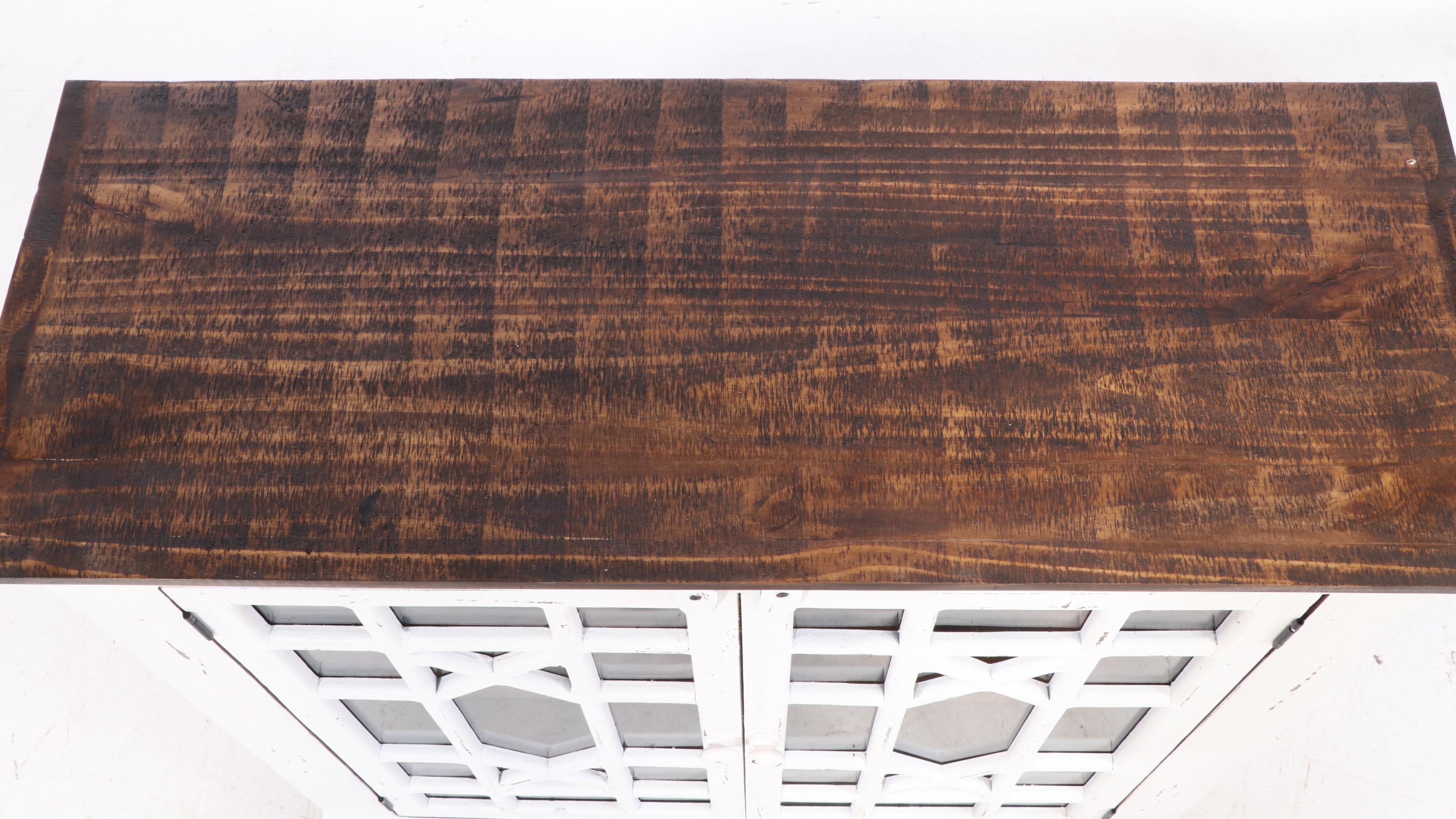 Distressed Painted Wood Cabinet