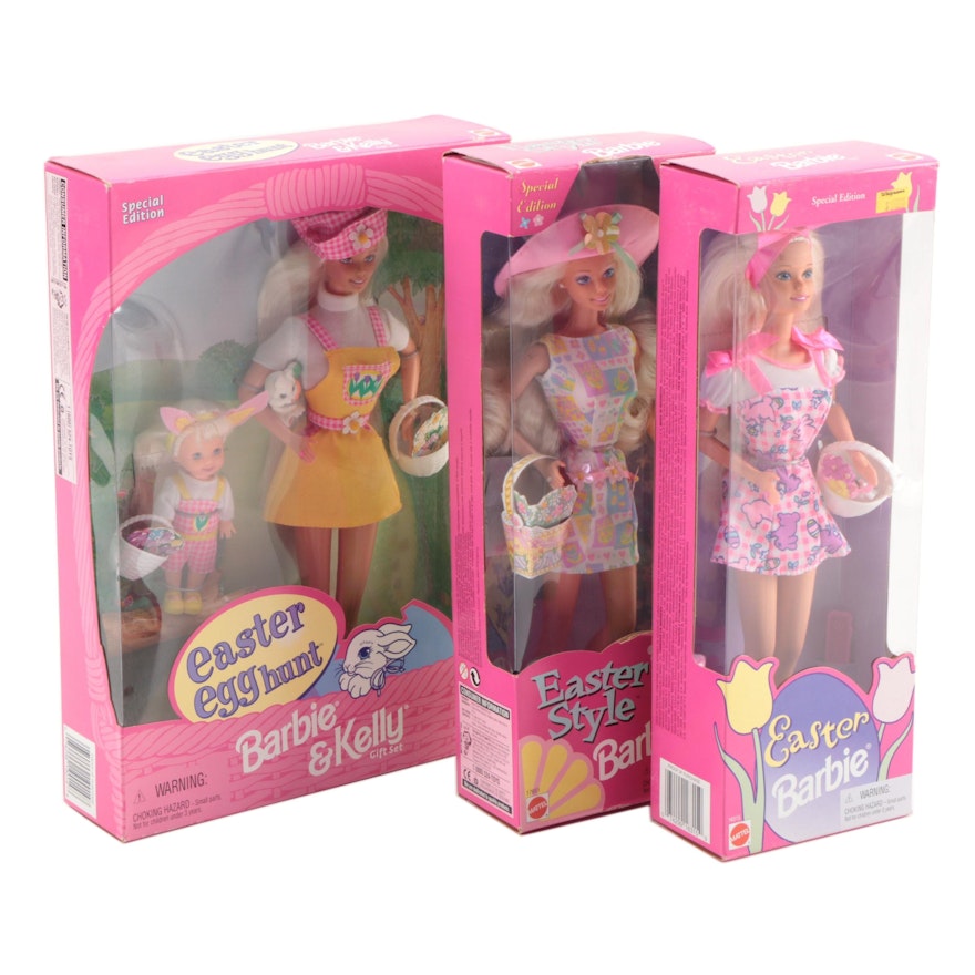 Easter Egg Hunt Barbie and Kelly with Other Barbies in Boxes