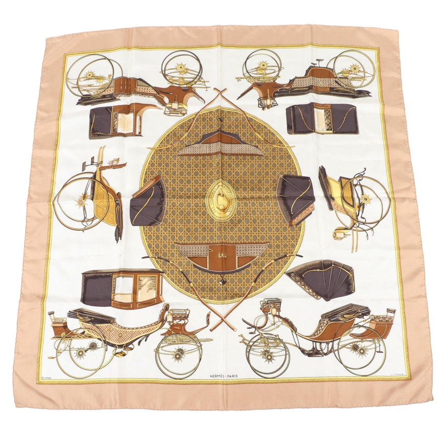 Hermès "Les Voitures A Transformation" Silk Scarf