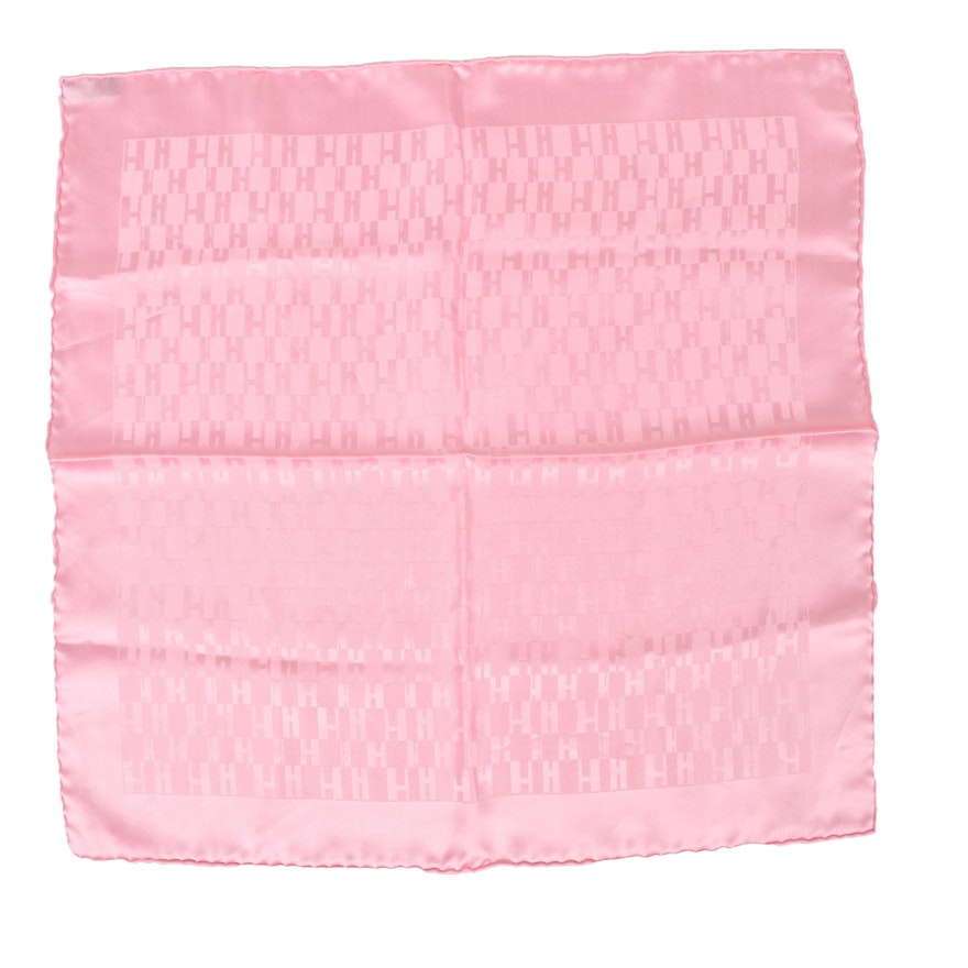 Hermès Pink "H" Silk Pocket Square