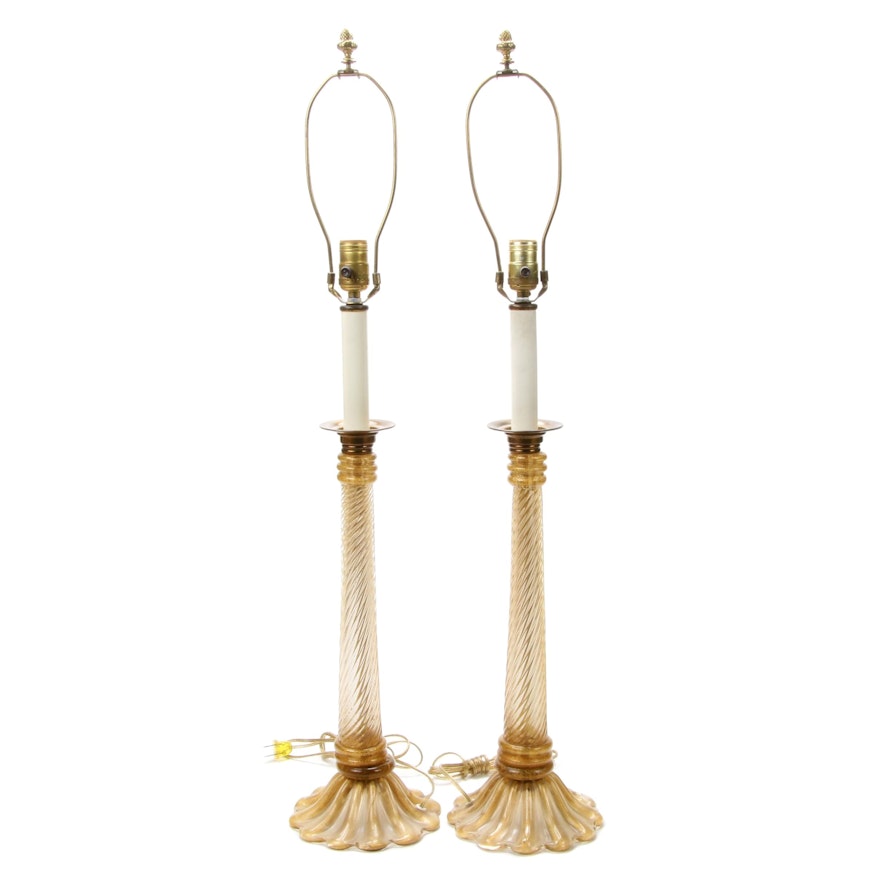Italian Barovier et Toso Murano Handblown Glass Table Lamps
