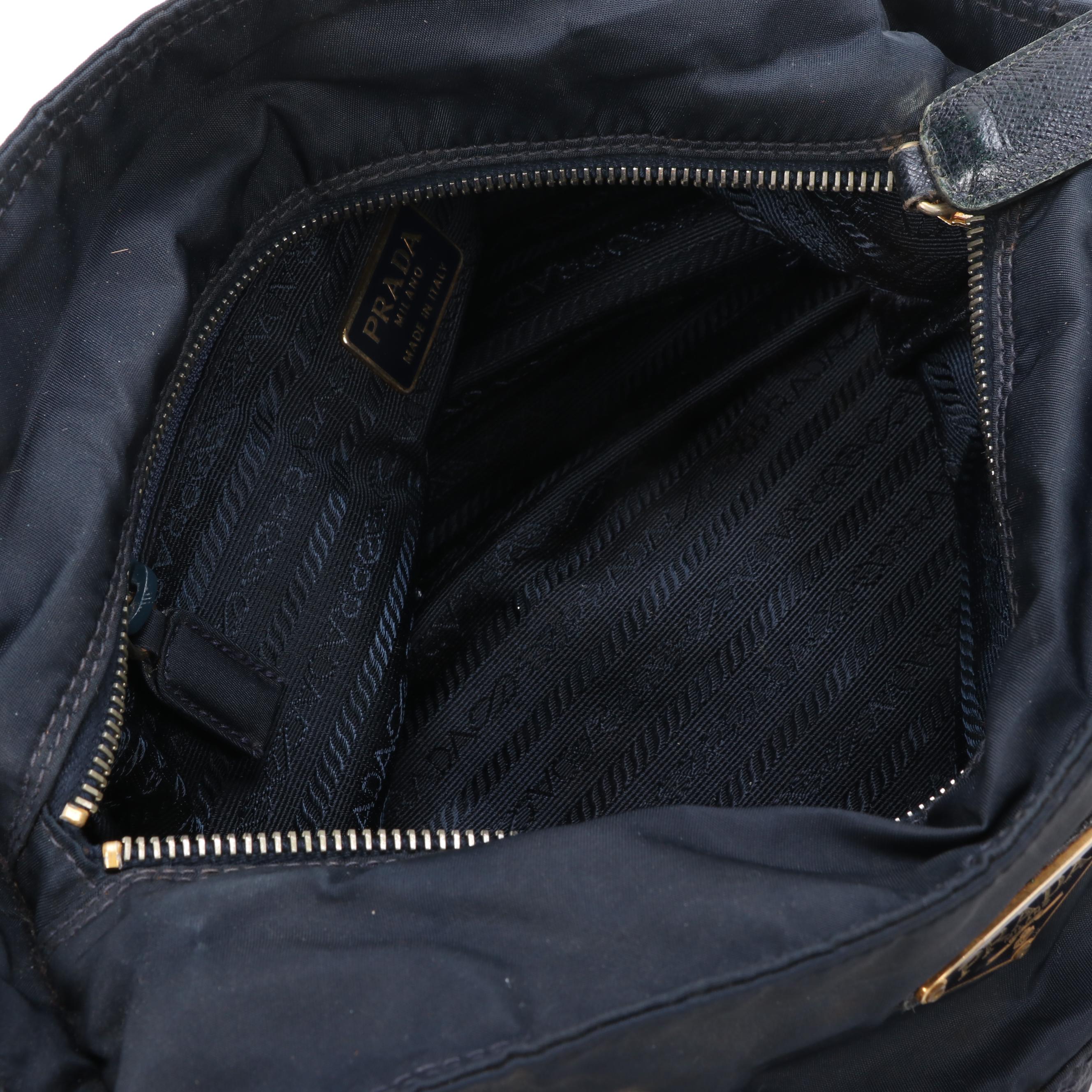 Prada Chain Strap Shoulder Bag in Black Quilted Tessuto Nylon