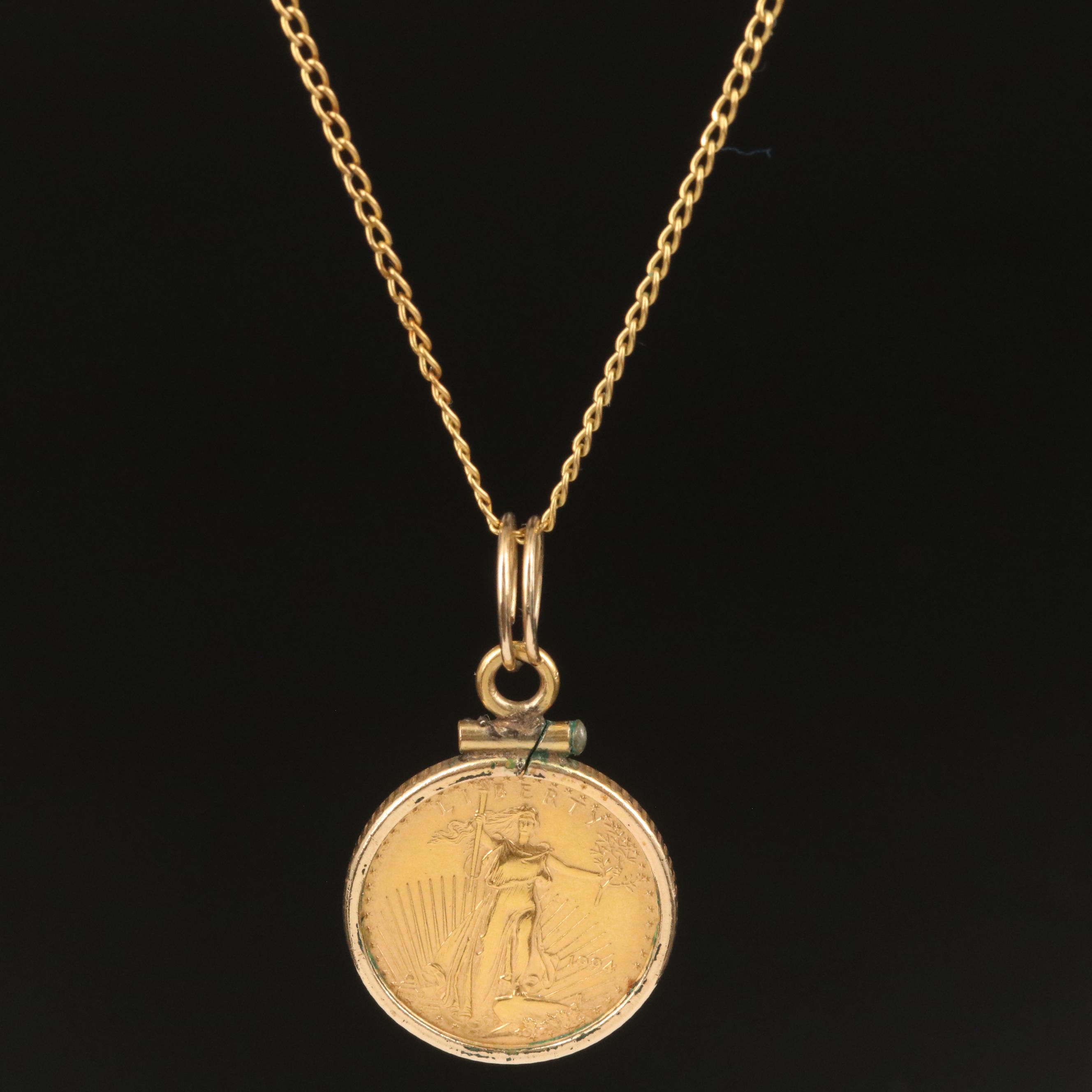 1994 American Eagle Gold Bullion $5 Coin Pendant Necklace