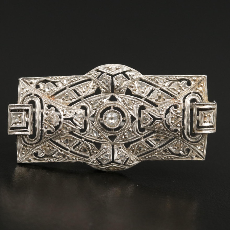 Early Art Deco Platinum 0.25 CTW Diamond Brooch