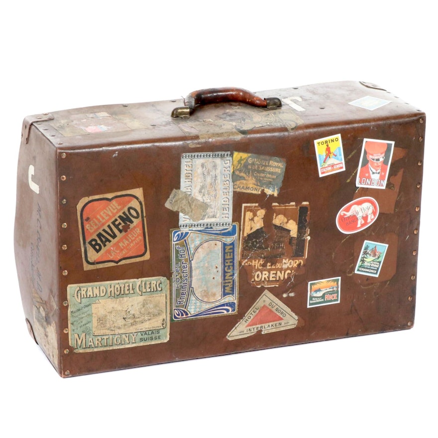 Travel Leatherette Luggage Case, Early 20th Century