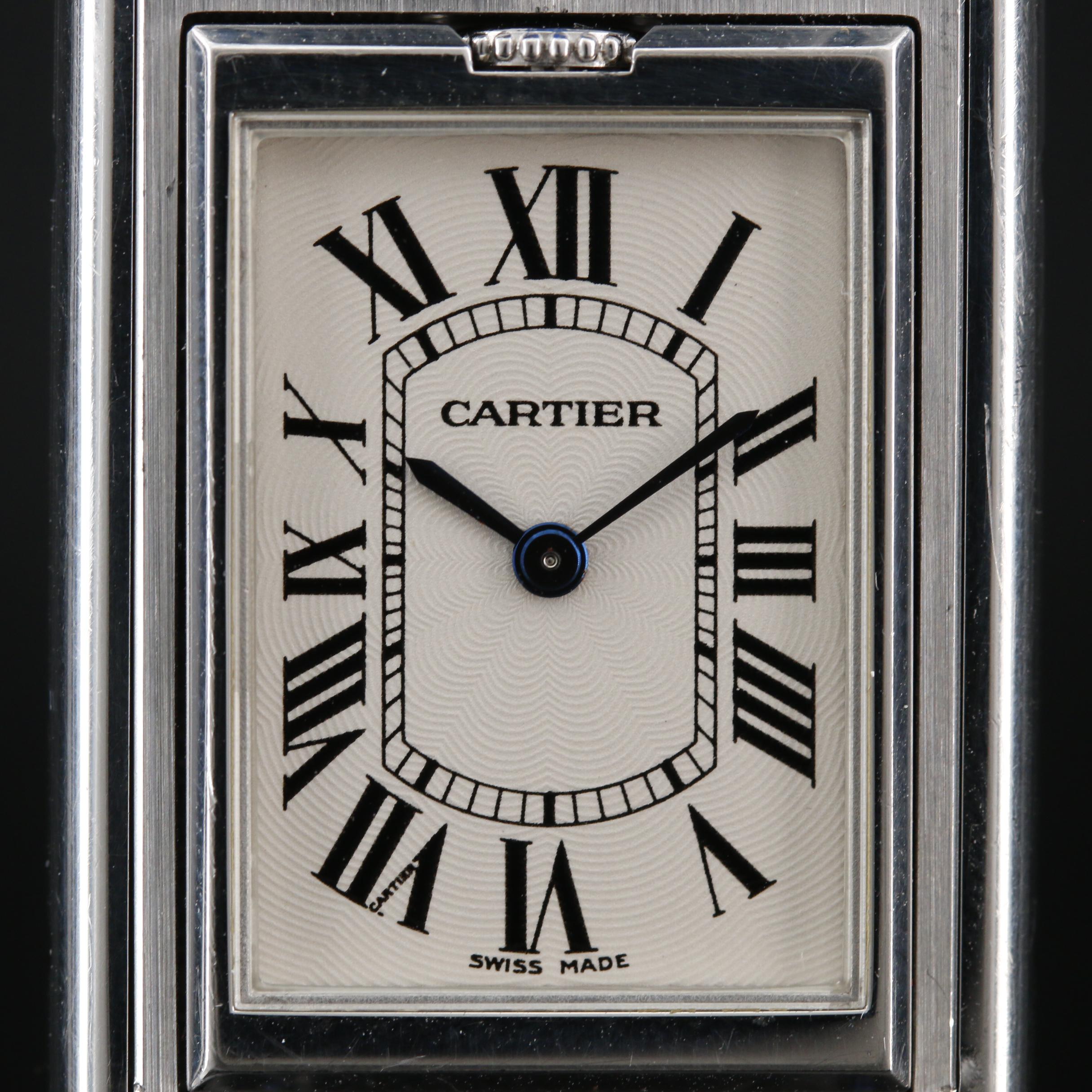 Cartier Tank Basculante Stainless Steel Stem Wind Watch