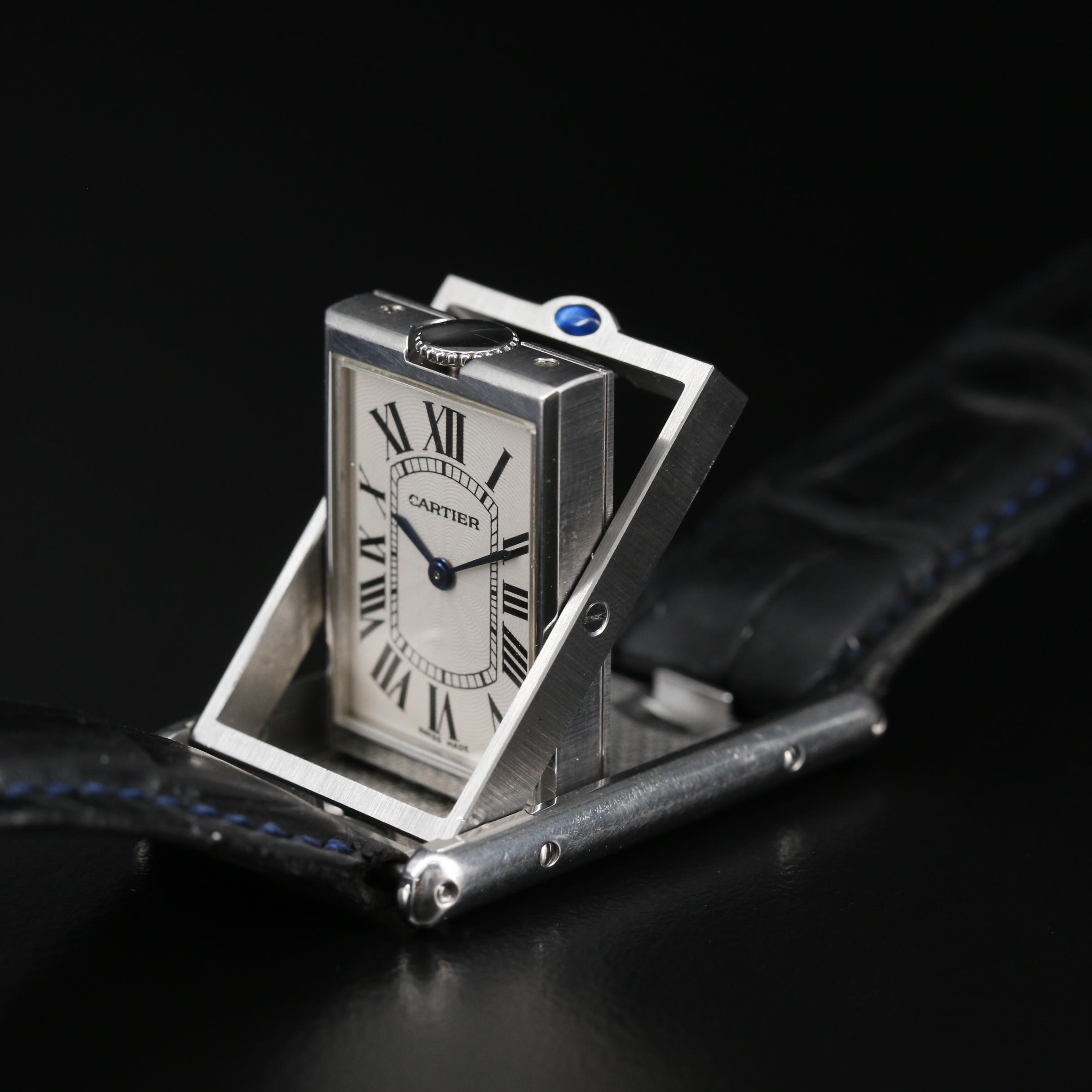 Cartier Tank Basculante Stainless Steel Stem Wind Watch
