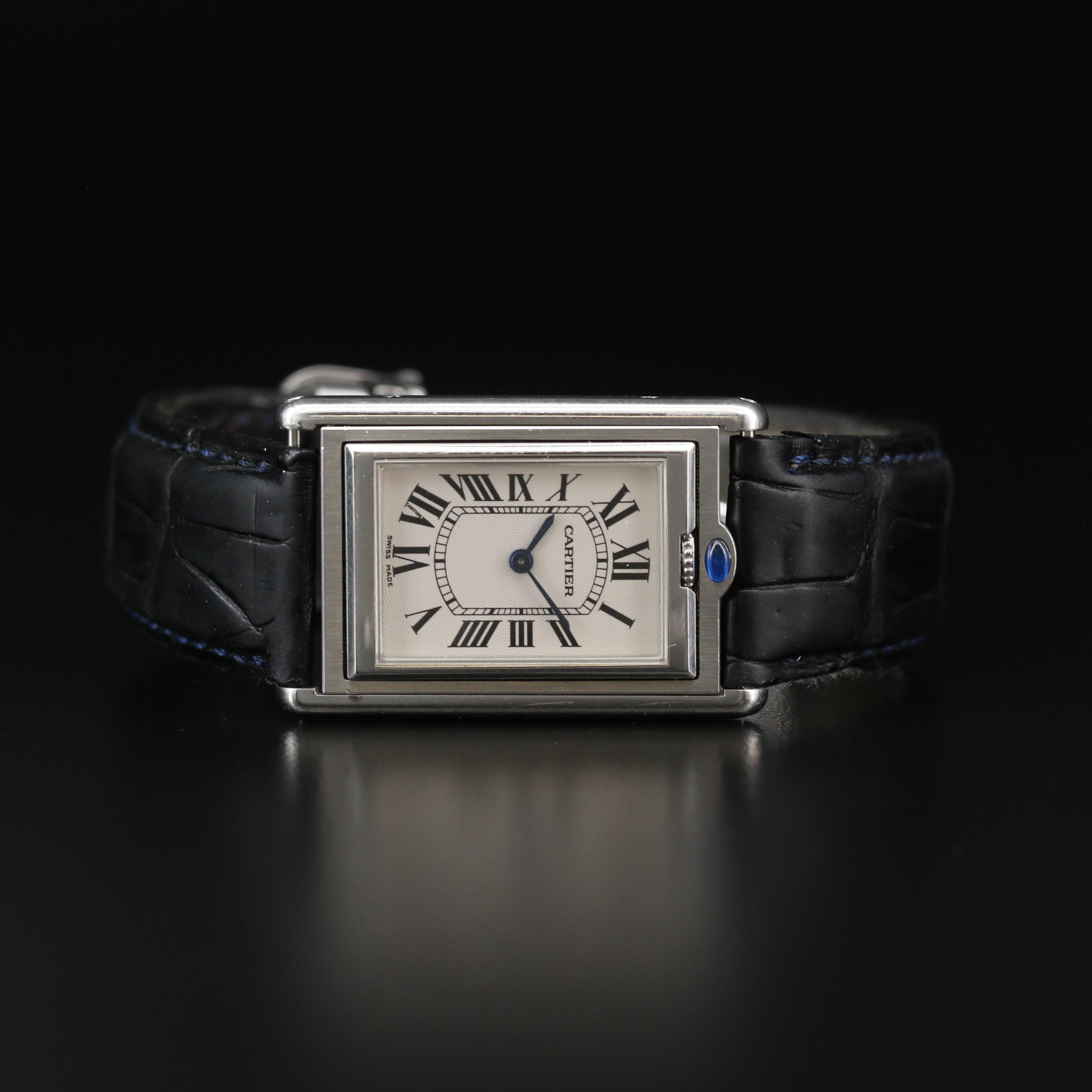 Cartier Tank Basculante Stainless Steel Stem Wind Watch
