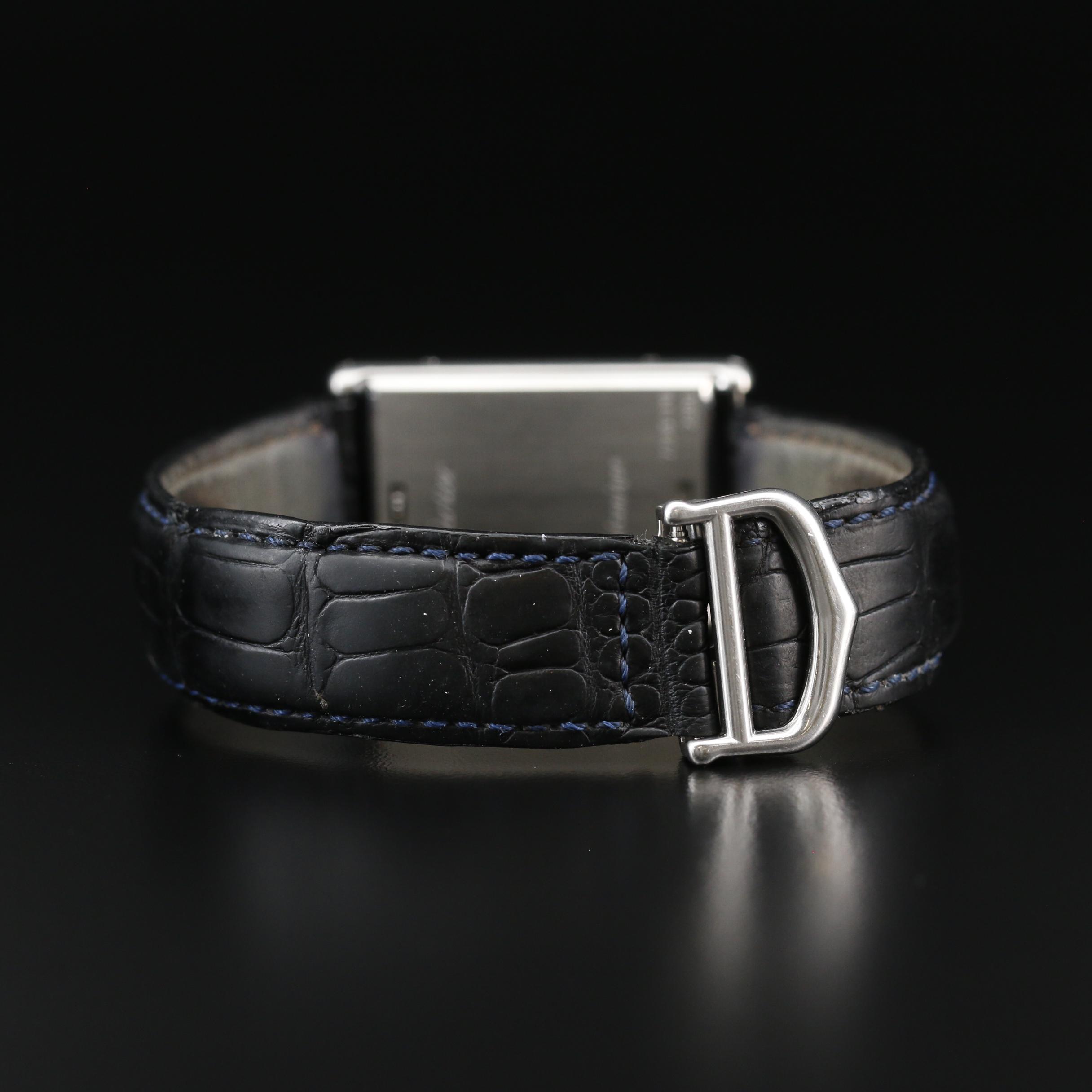 Cartier Tank Basculante Stainless Steel Stem Wind Watch